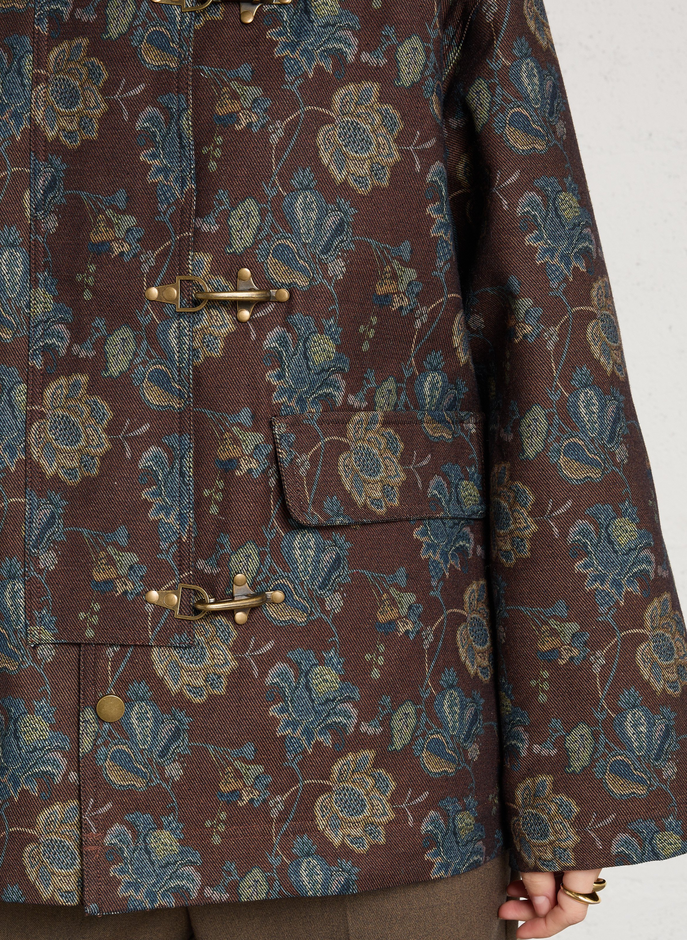 Ruime jas met klassieke kraag en print van katoenmix THE KORNER Bruin