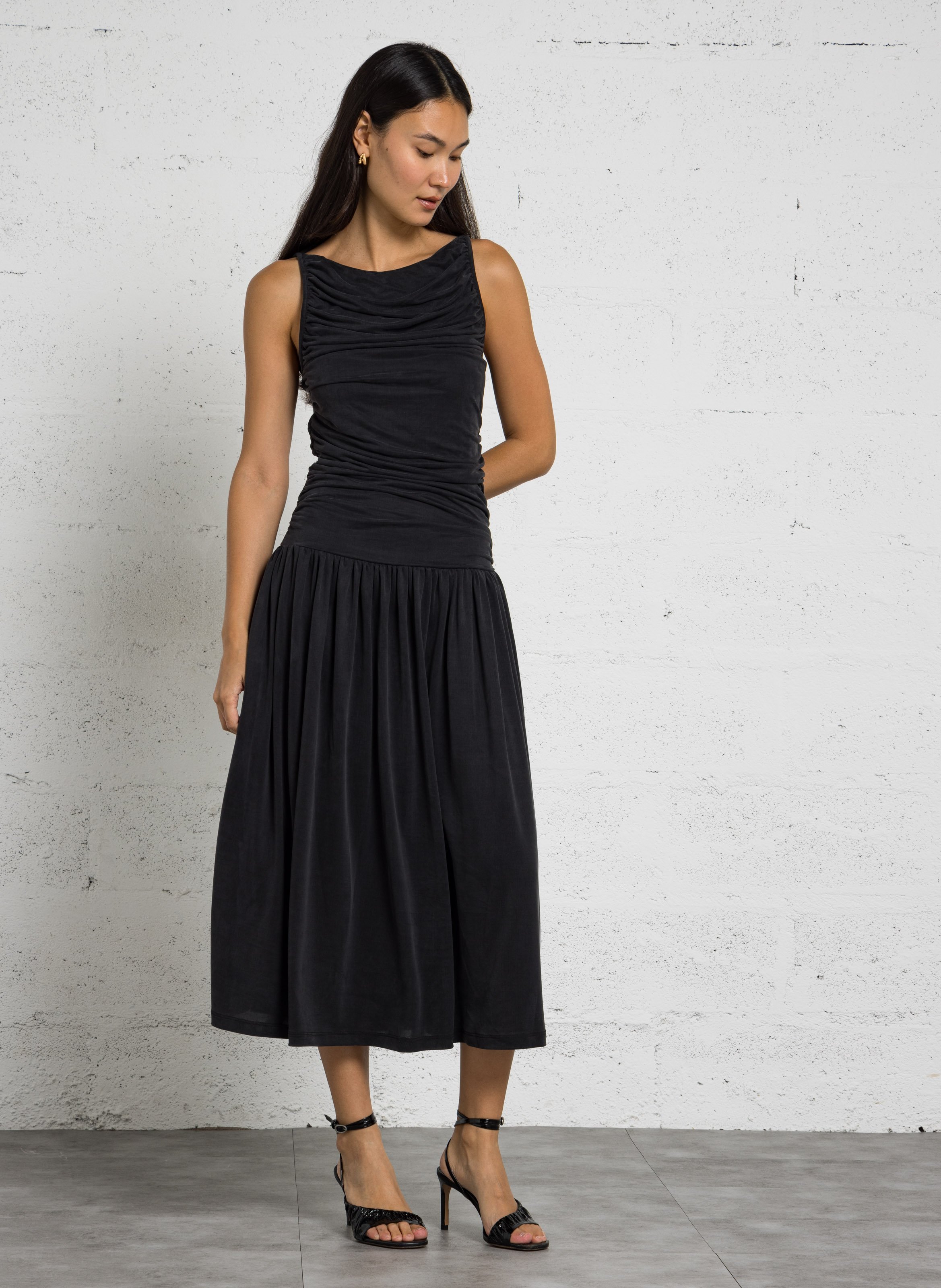 Robe sans manches plissée unie IKKS Noir