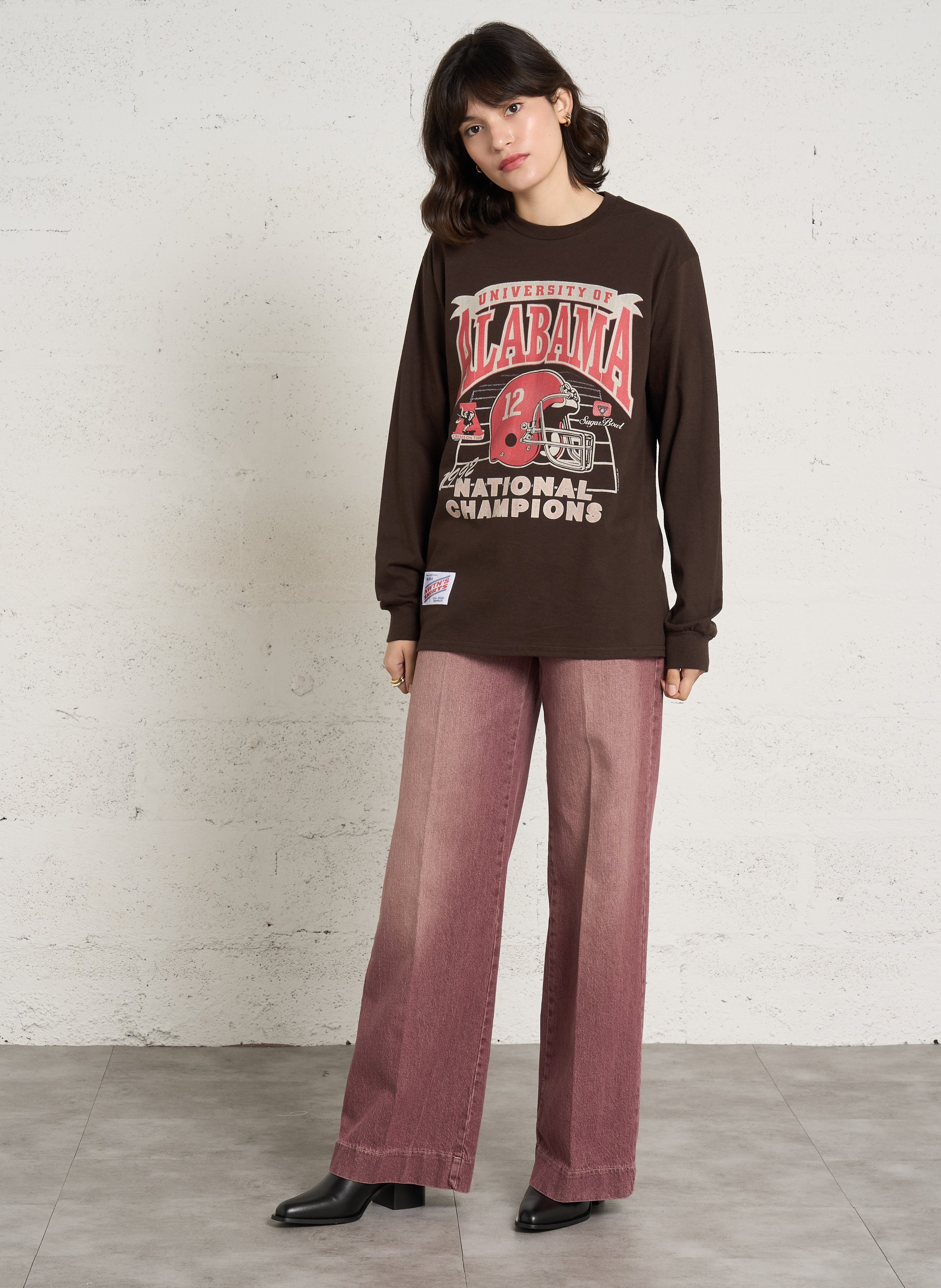 Tee-shirt droit sérigraphié en coton NEWTONE Marron