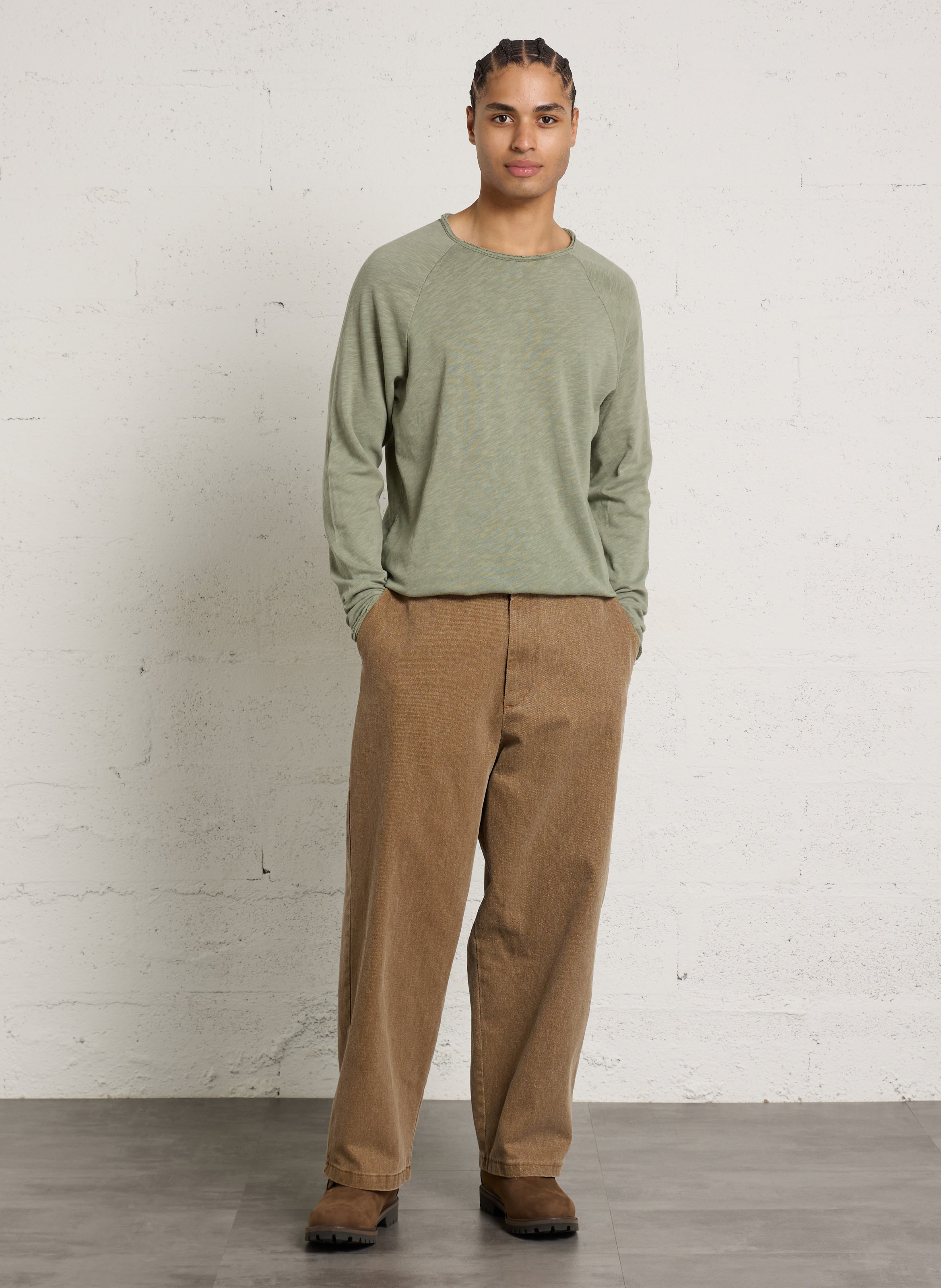 Wijde chino van katoen IMPERIAL Beige
