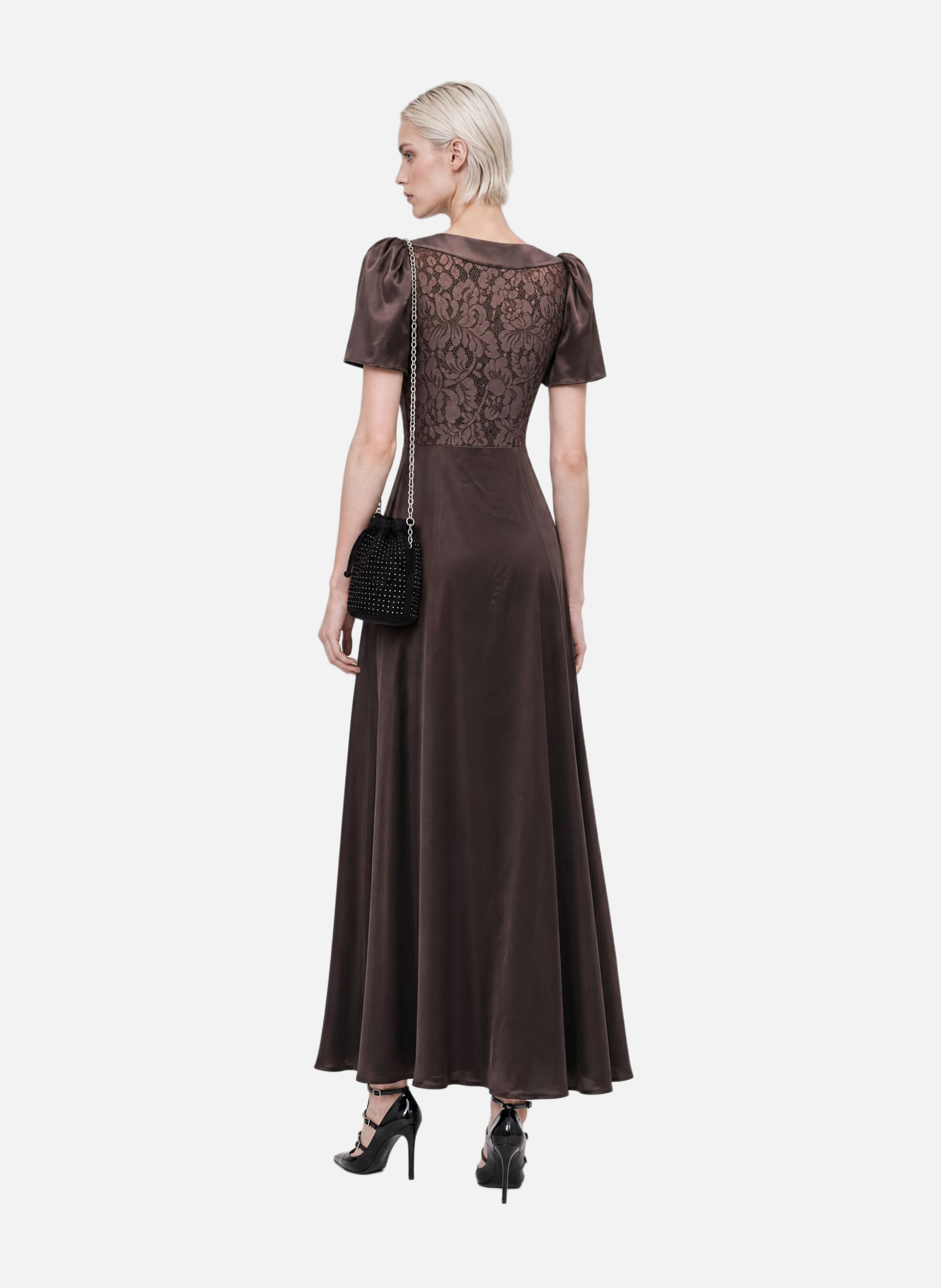 Long dress with brown lace THE KOOPLES Brown
