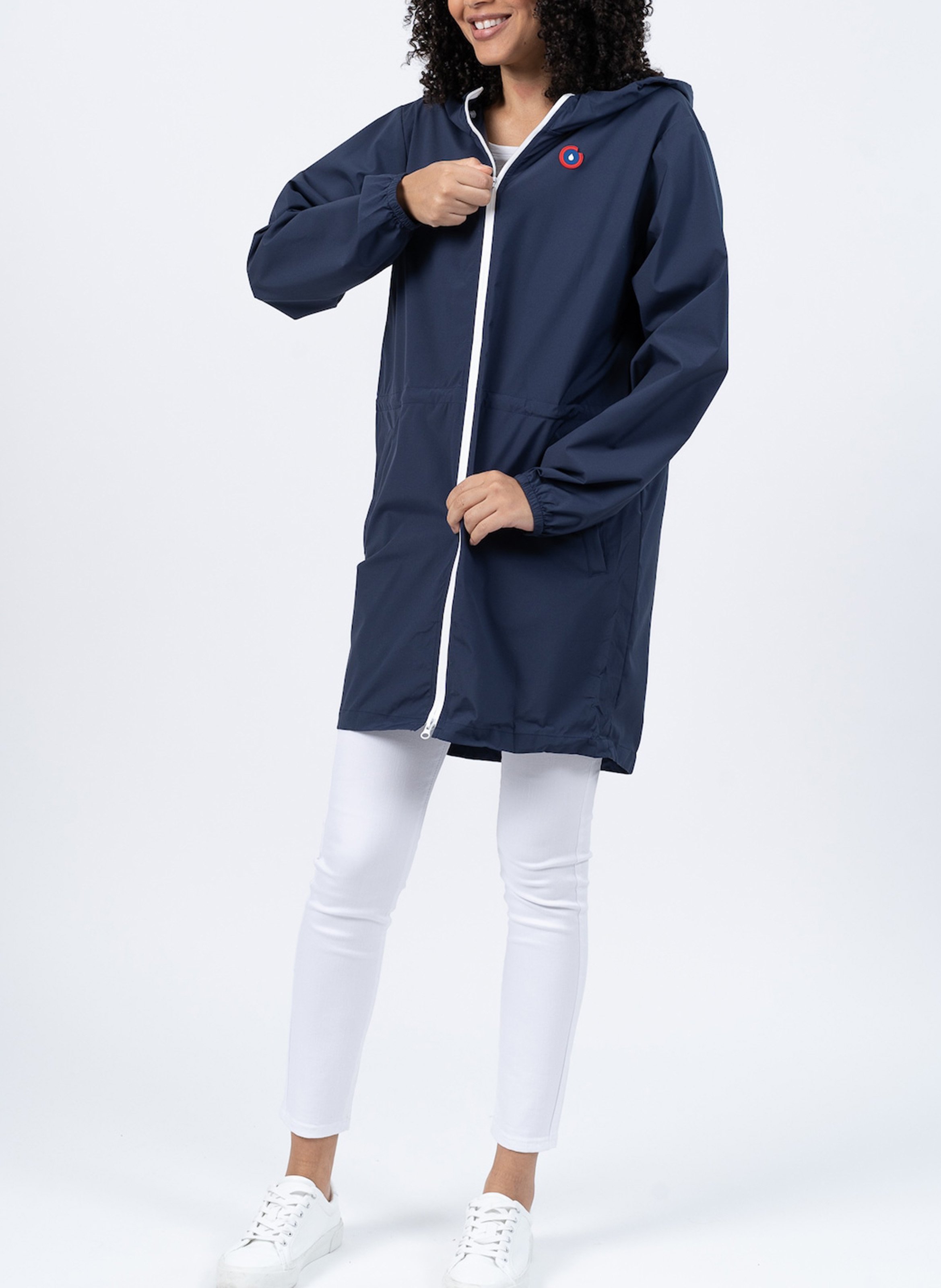 Imperméable long à capuche convertible  FLOTTE Bleu