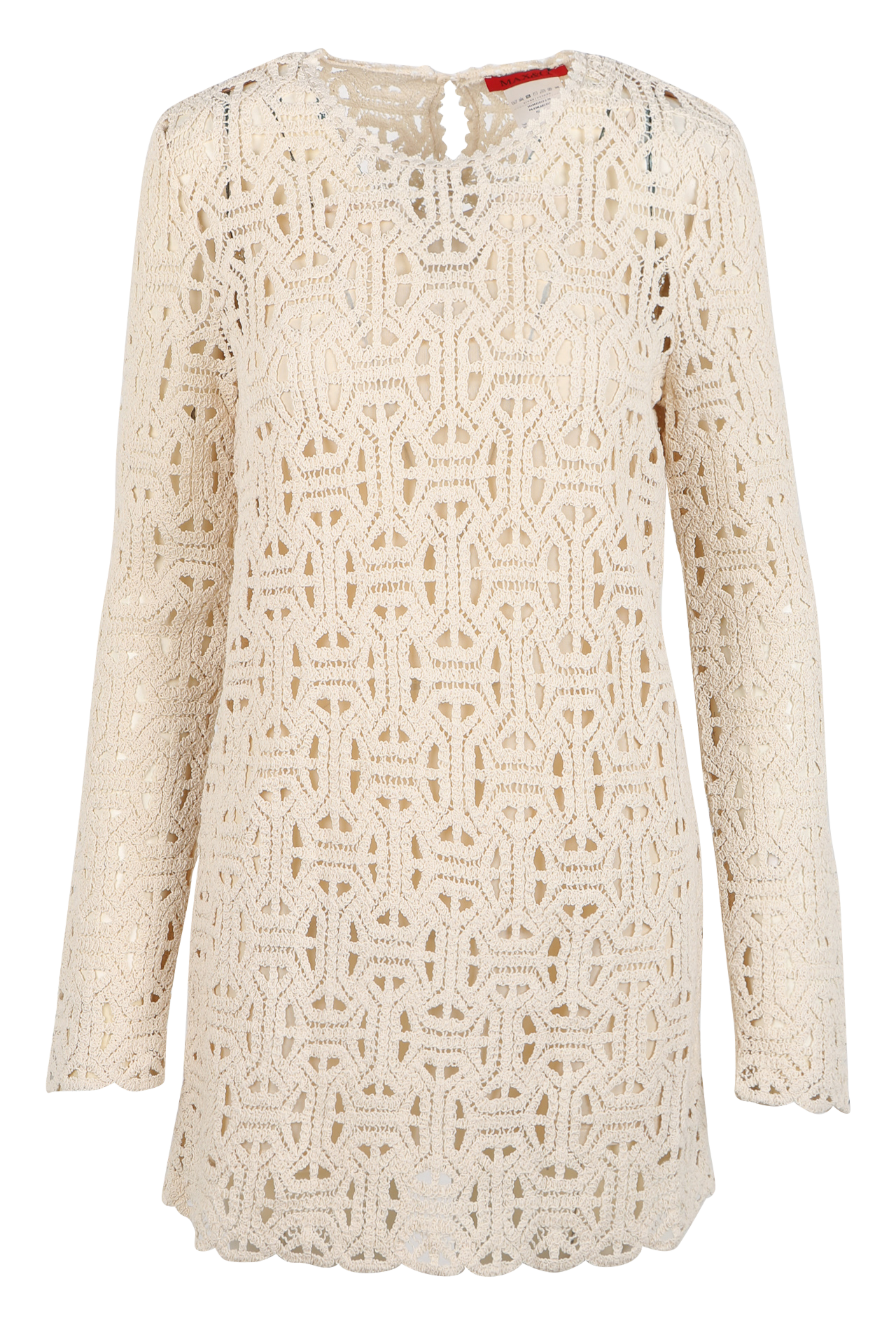 Short cotton-blend macramé dress MAX&Co. White