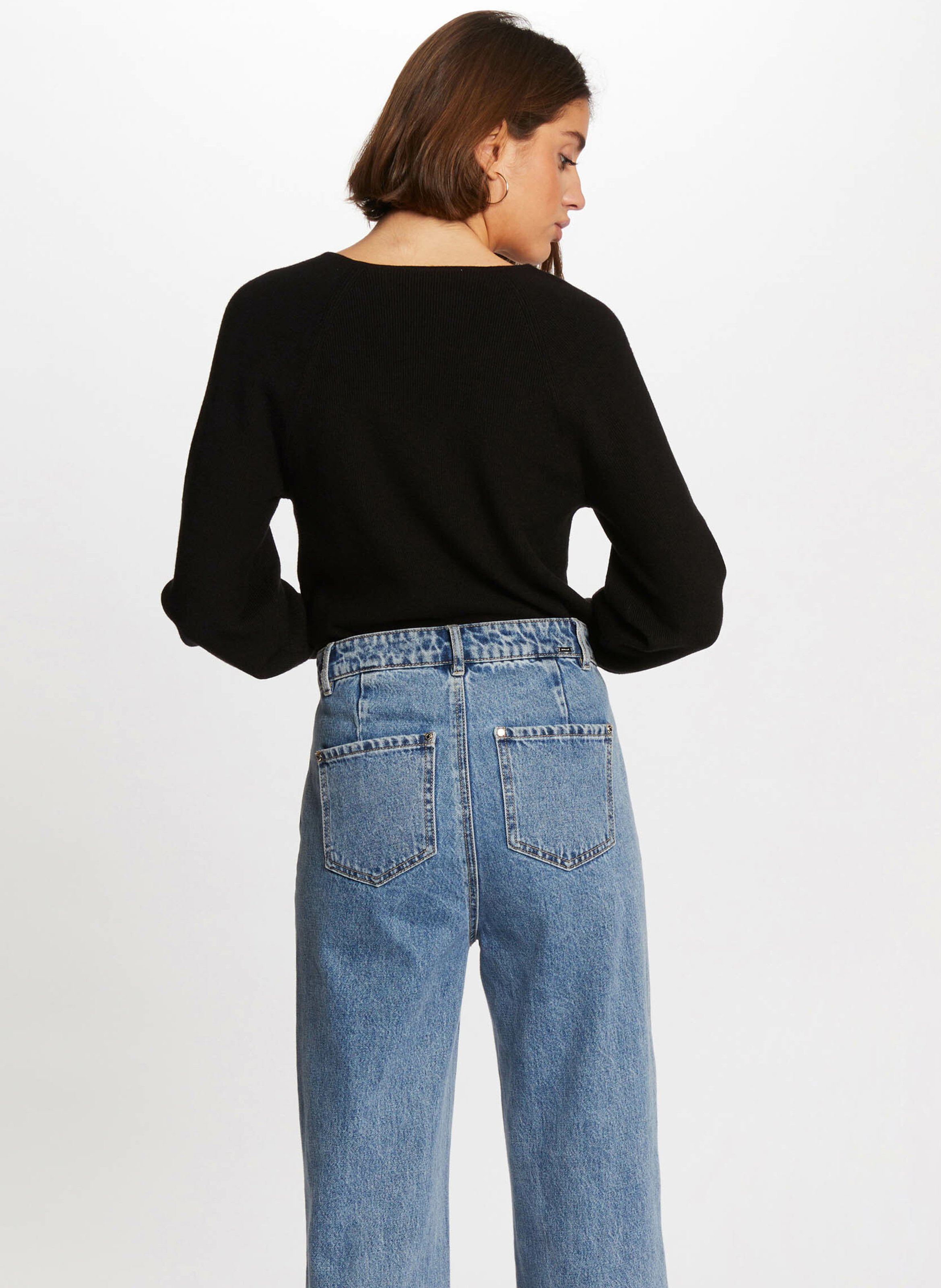 Pull droit en fine maille MORGAN Noir