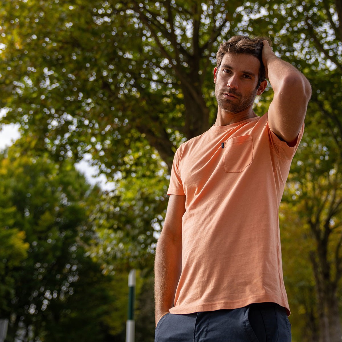 Organic cotton garment-dyed T-shirt BILLYBELT Orange