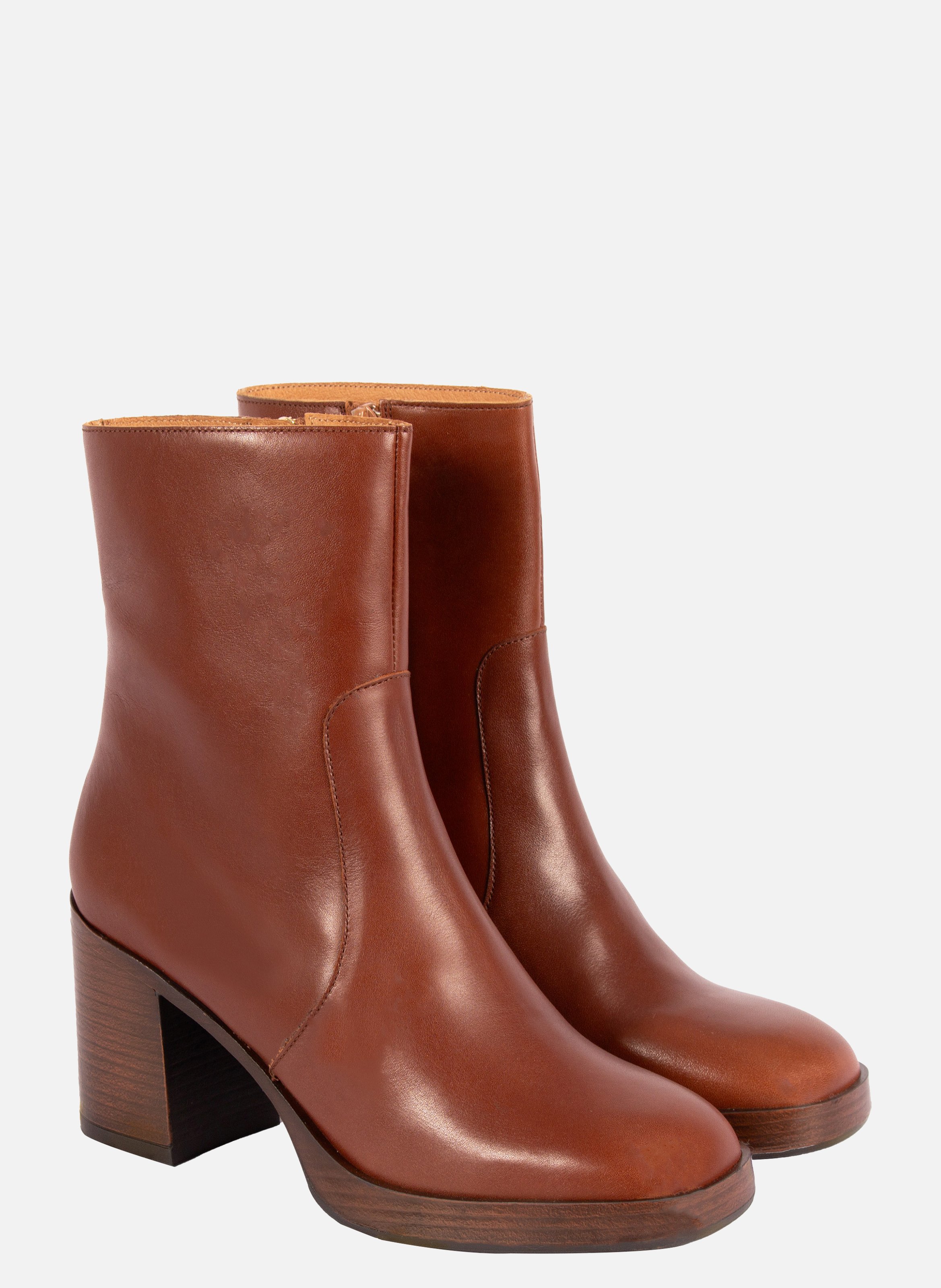 Platform leather ankle boots JULES & JENN Brown