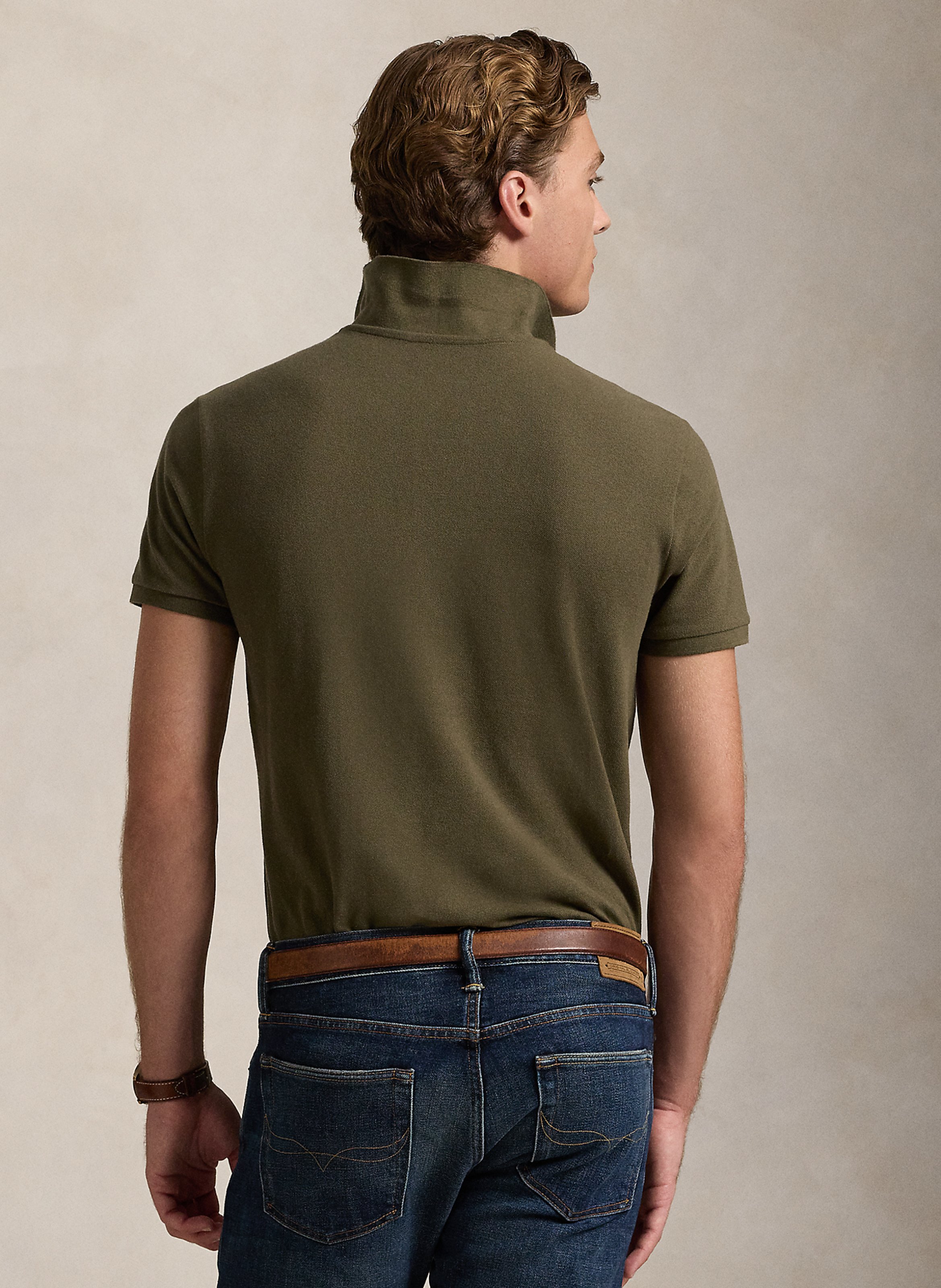 Slim-fit cotton piqué polo shirt POLO RALPH LAUREN Khaki