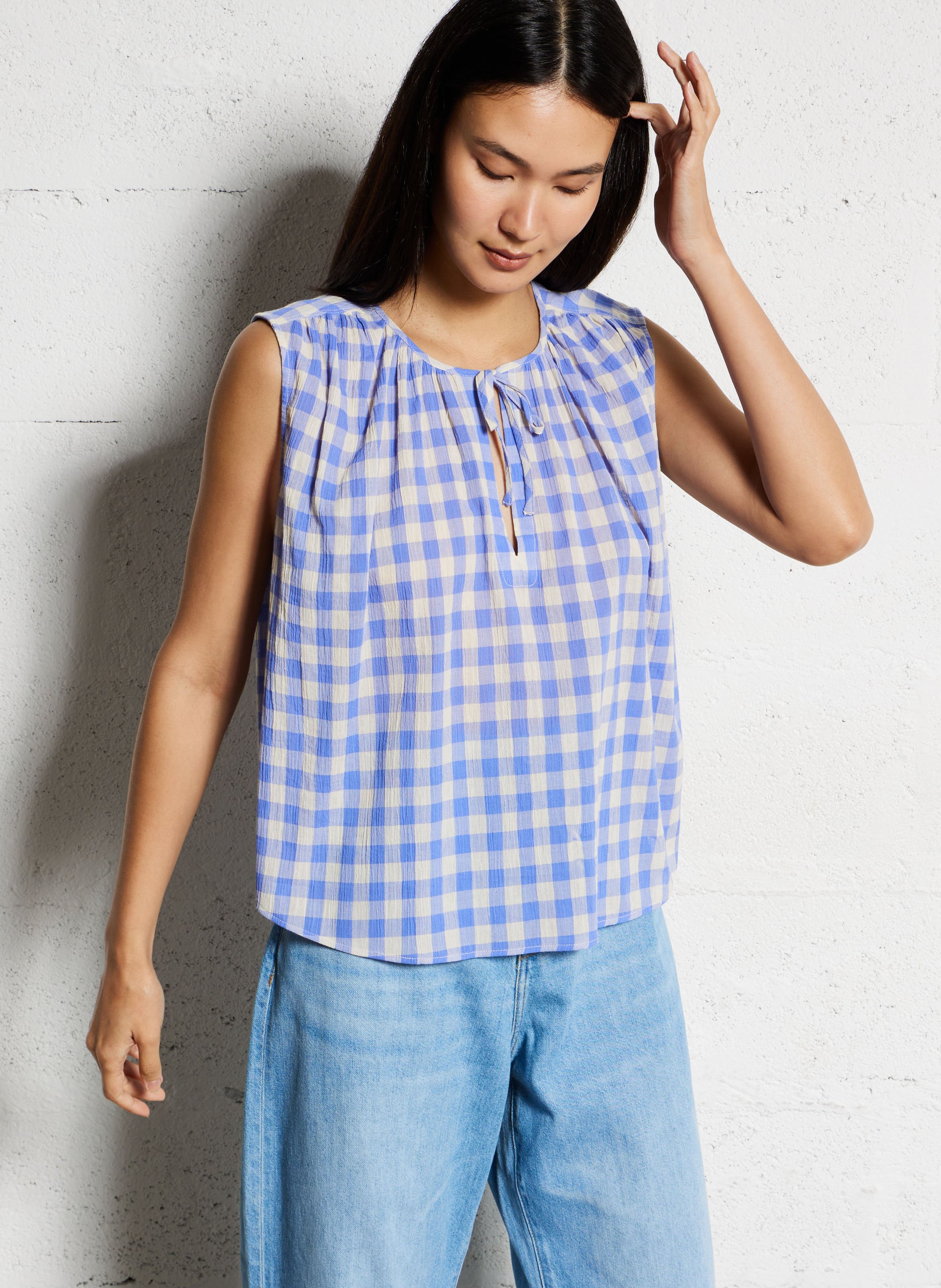 Top sans manches à carreaux BELLEROSE Vert