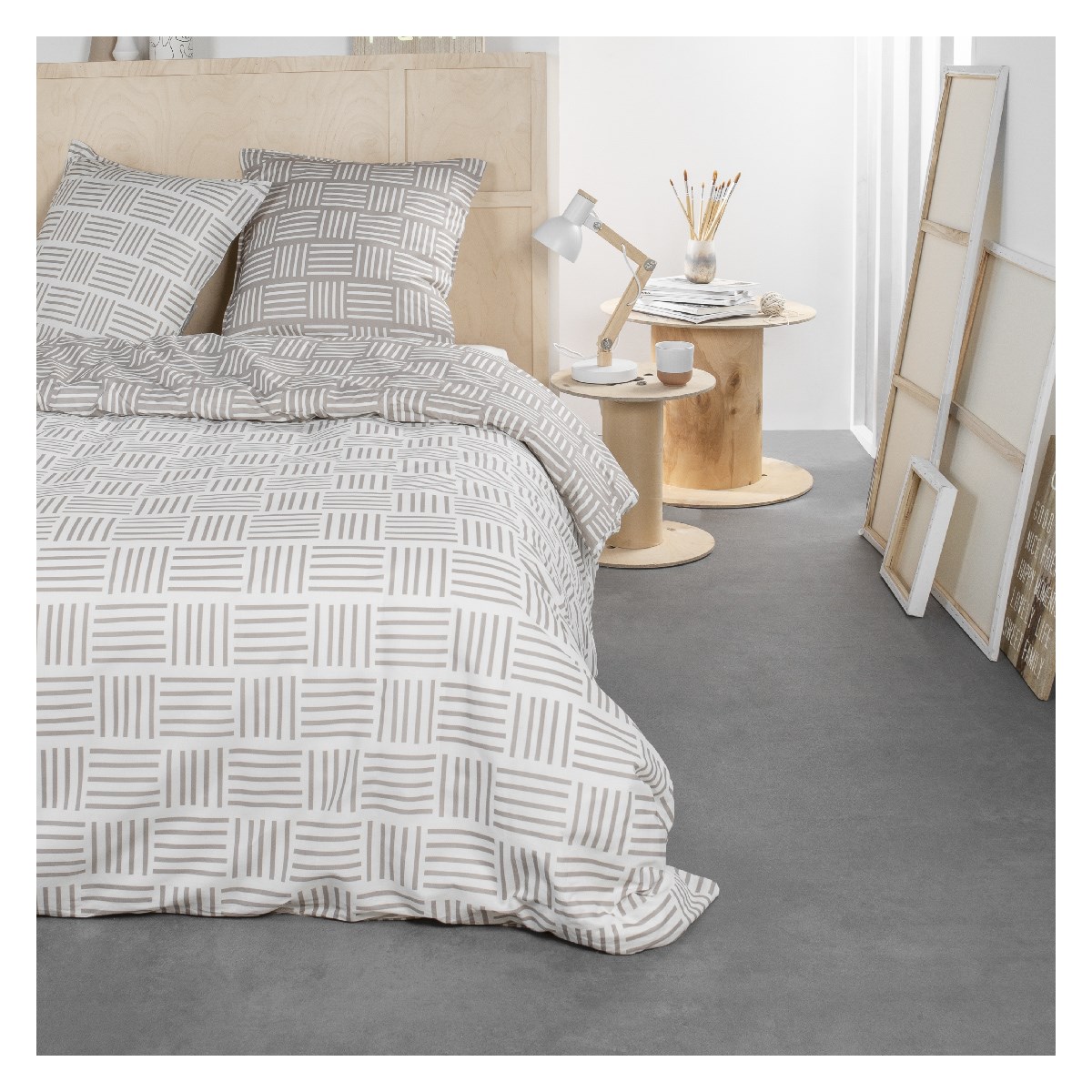 Printed cotton bedding set TODAY LINGE DE MAISON Beige