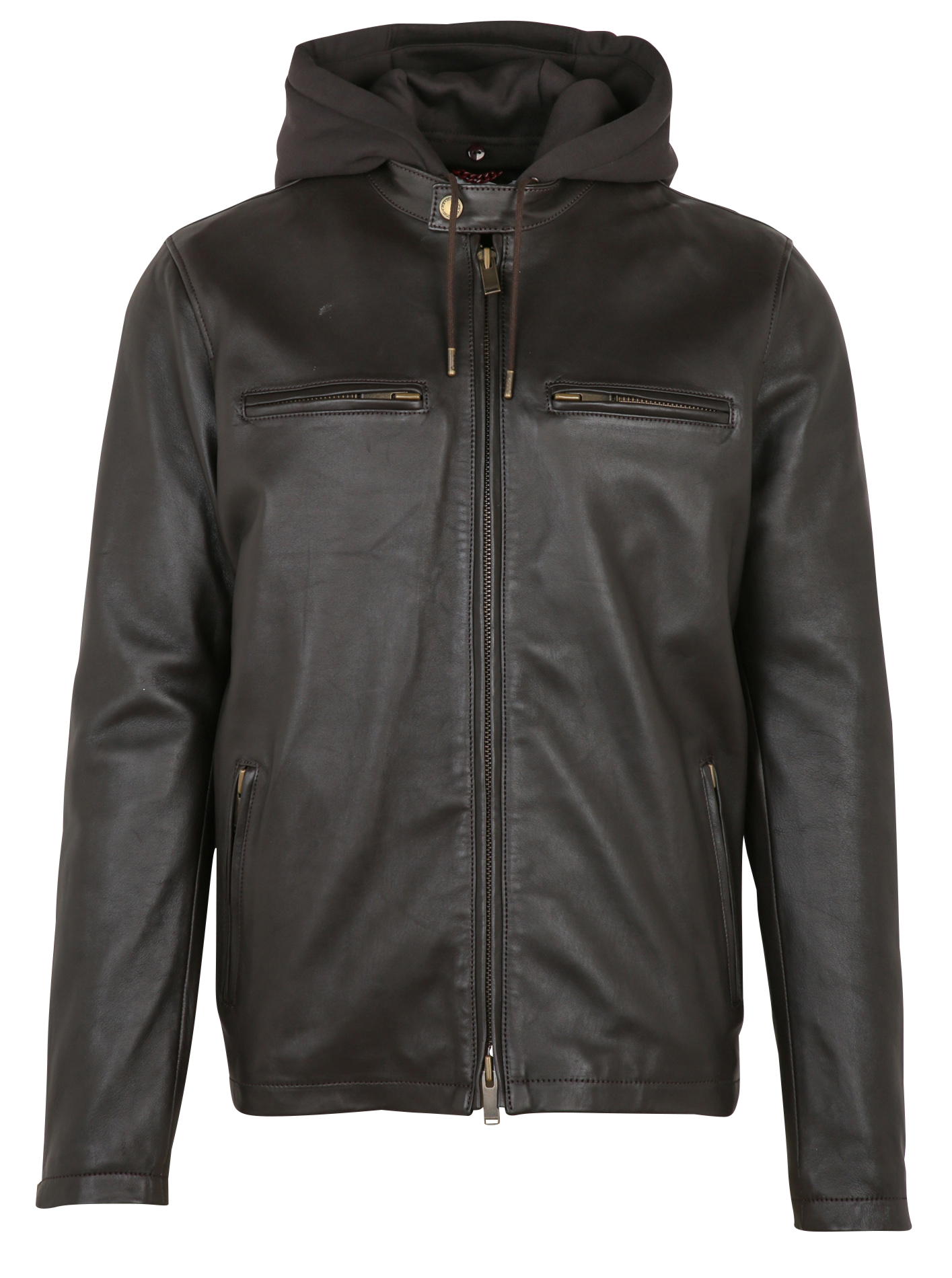 Blouson droit en cuir CHEVIGNON Marron