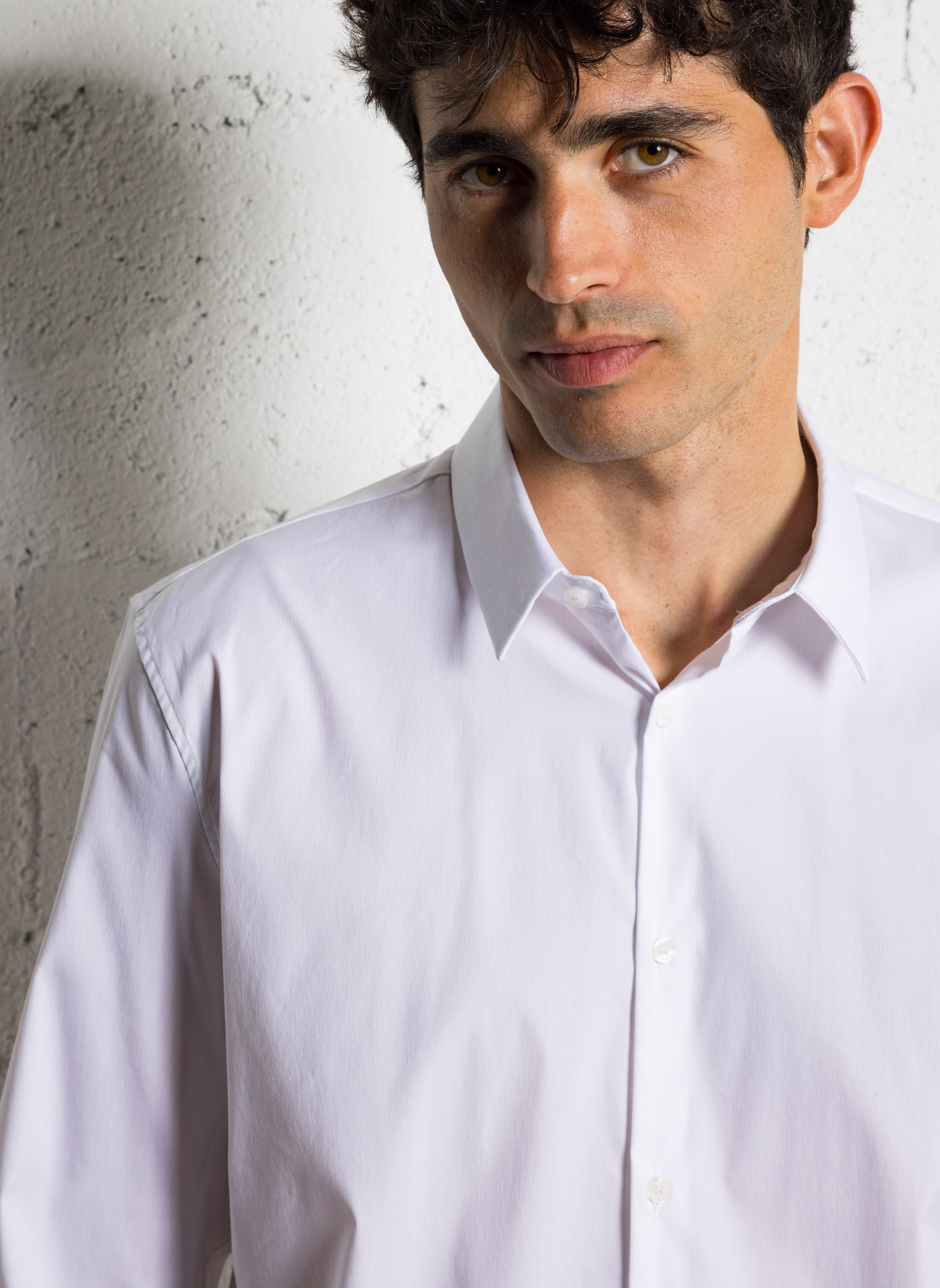 Chemise col classique manches contrastantes en coton IKKS White