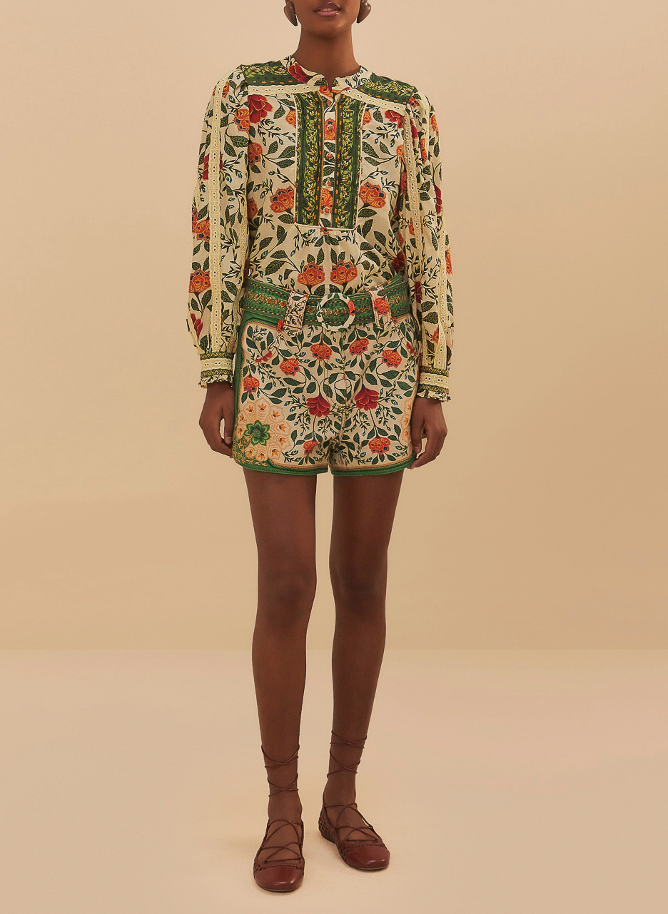 Top met geborduurde print FARM RIO Groen