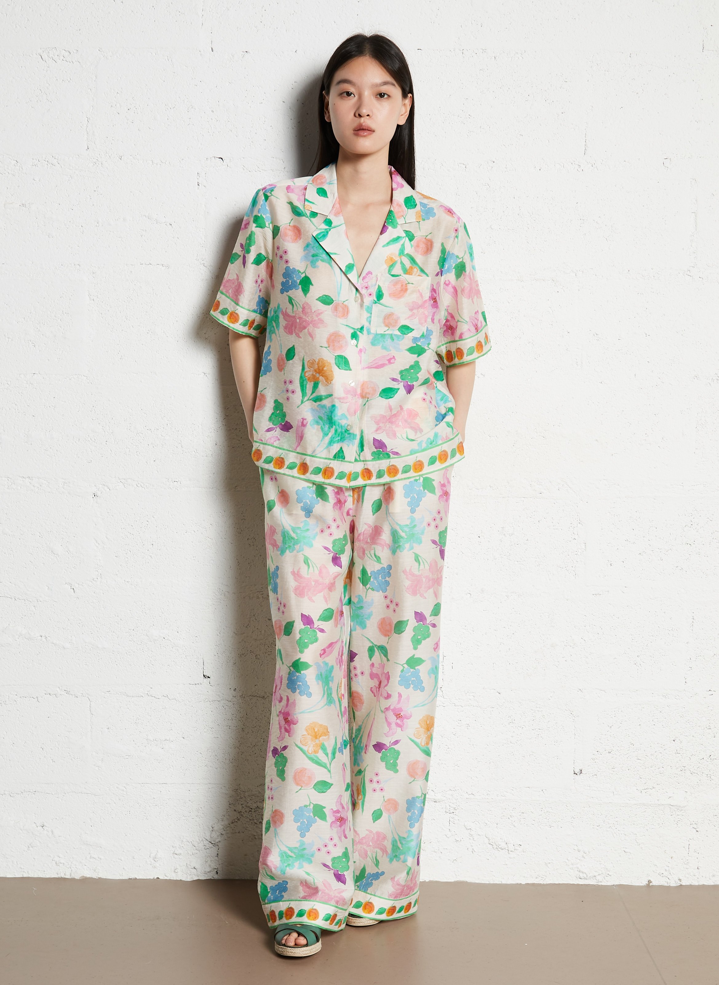 Pantalon large à imprimé floral  FABIENNE CHAPOT Beige