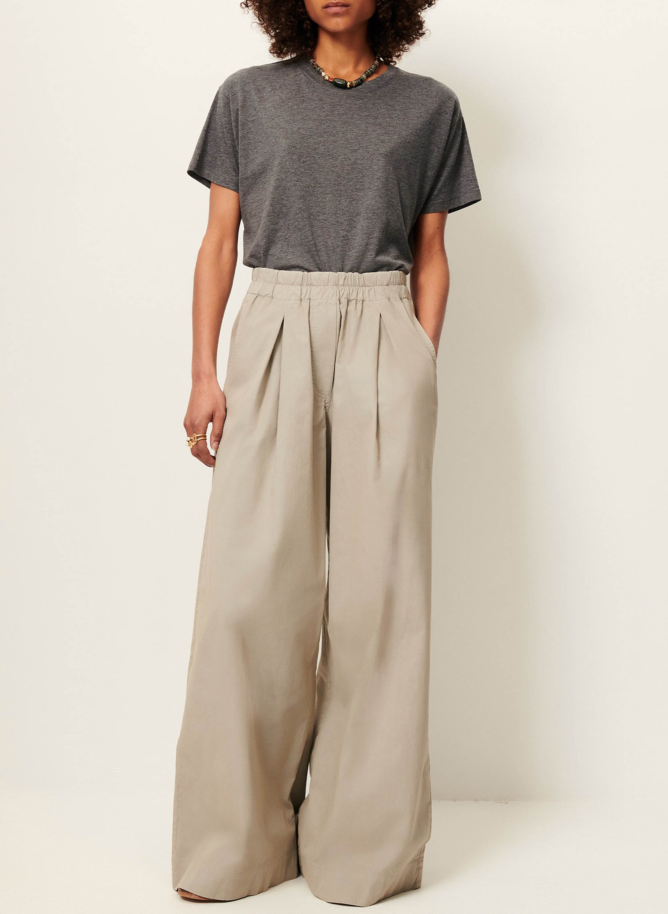 Fluid loose-fit round-neck T-shirt SESSUN Grey