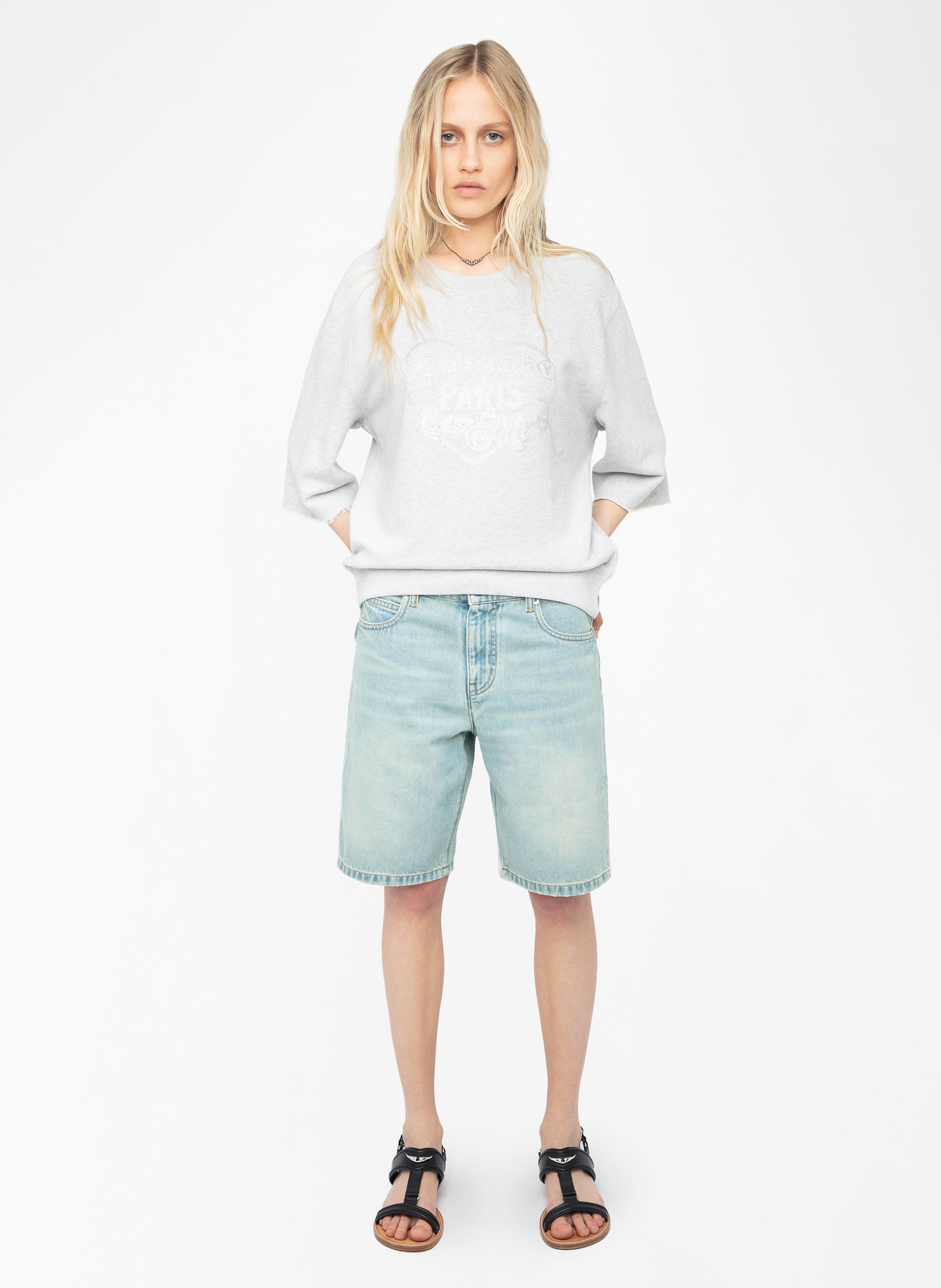 Sweat col rond en coton ZADIG&VOLTAIRE Gris