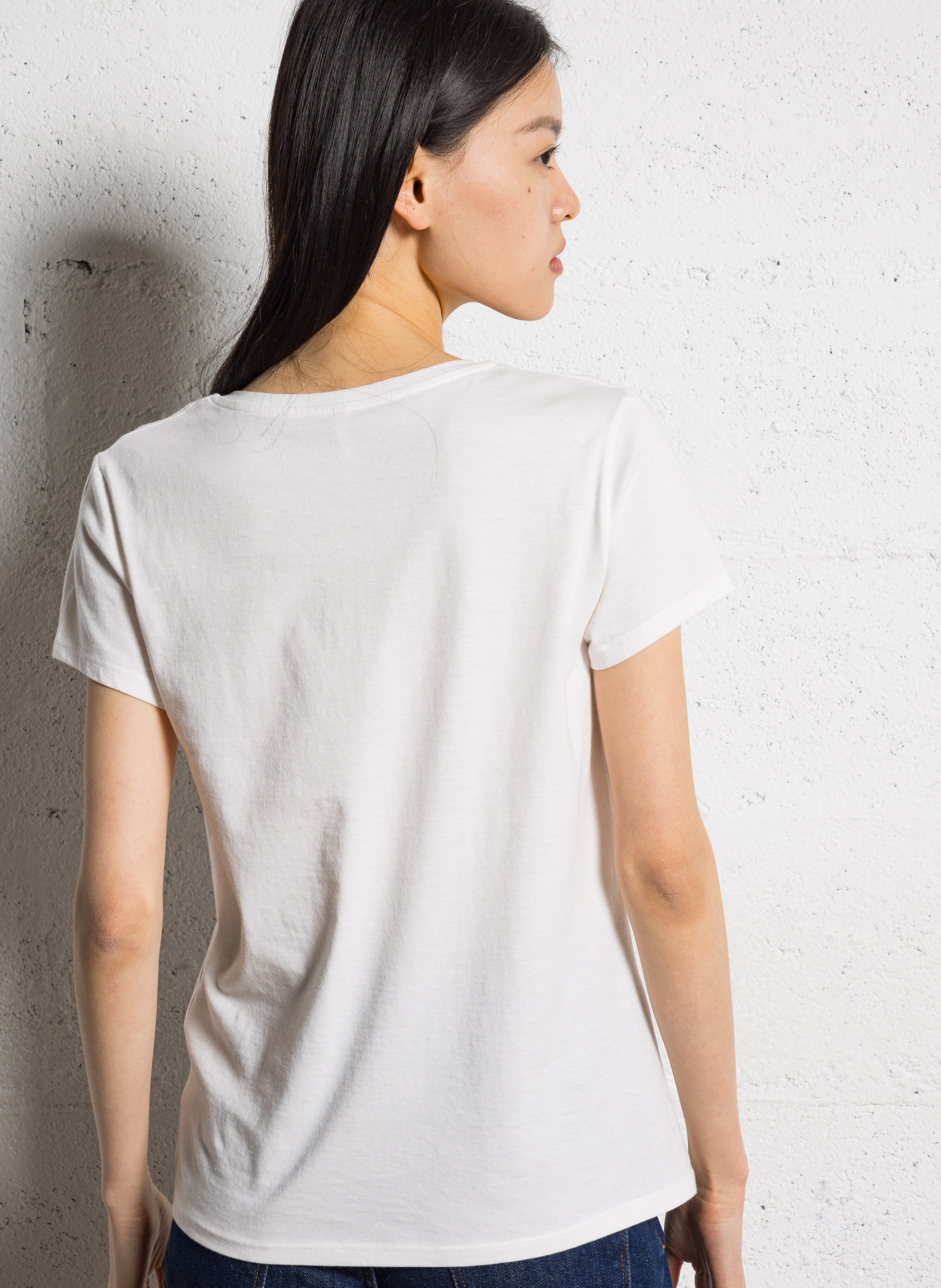 Tee-shirt droit en coton sérigraphié I CODE Blanc