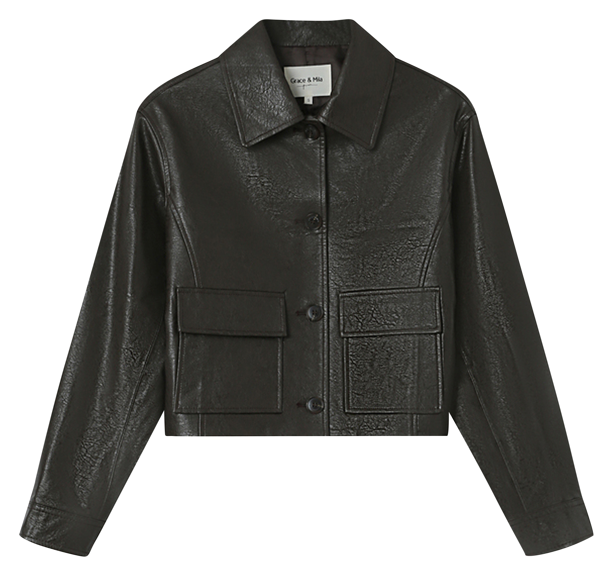 Straight-cut jacket with classic collar GRACE ET MILA Brown