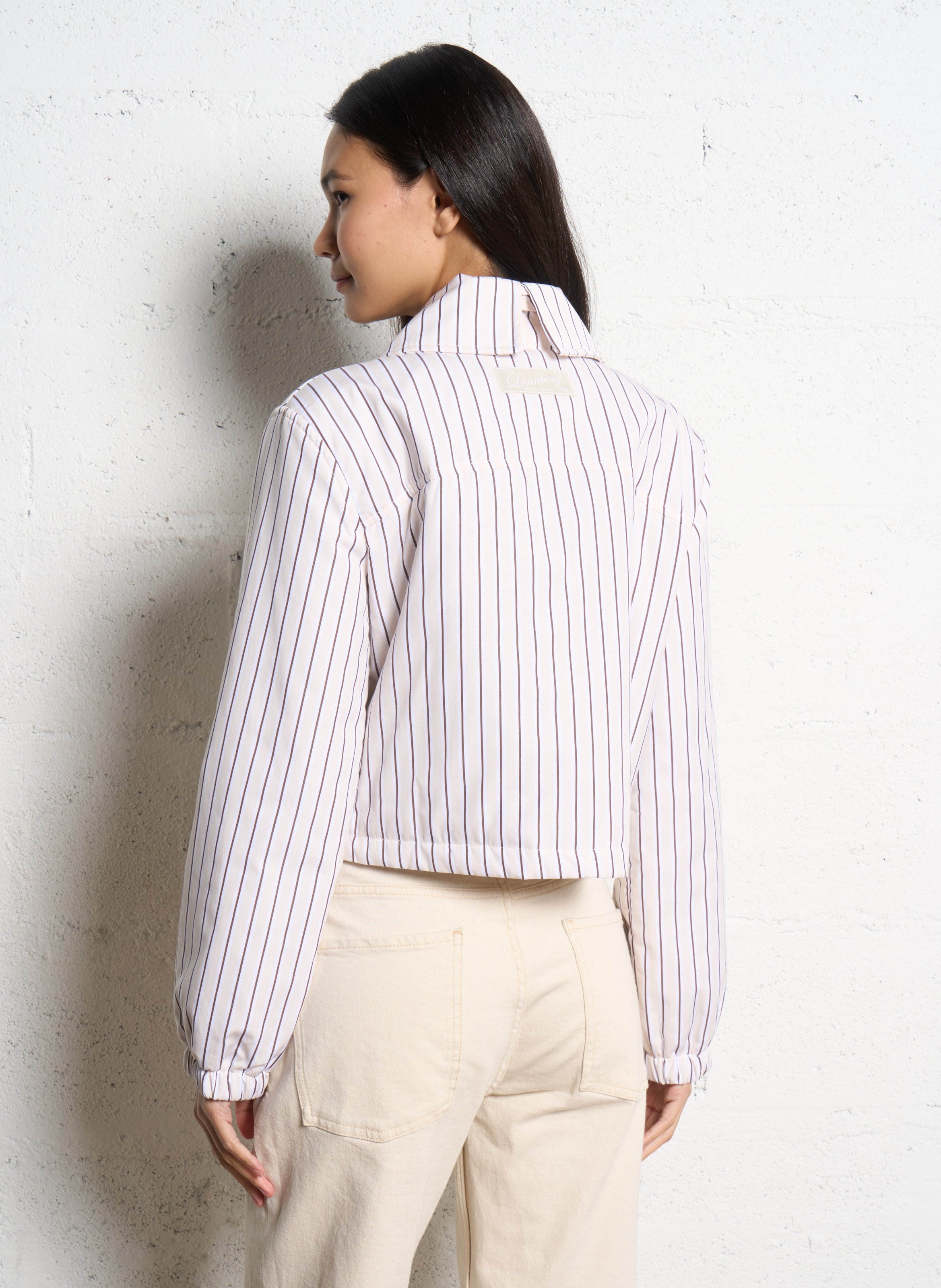 Asymmetric Striped Collar Jacket MARGAUX LONNBERG Multicolored