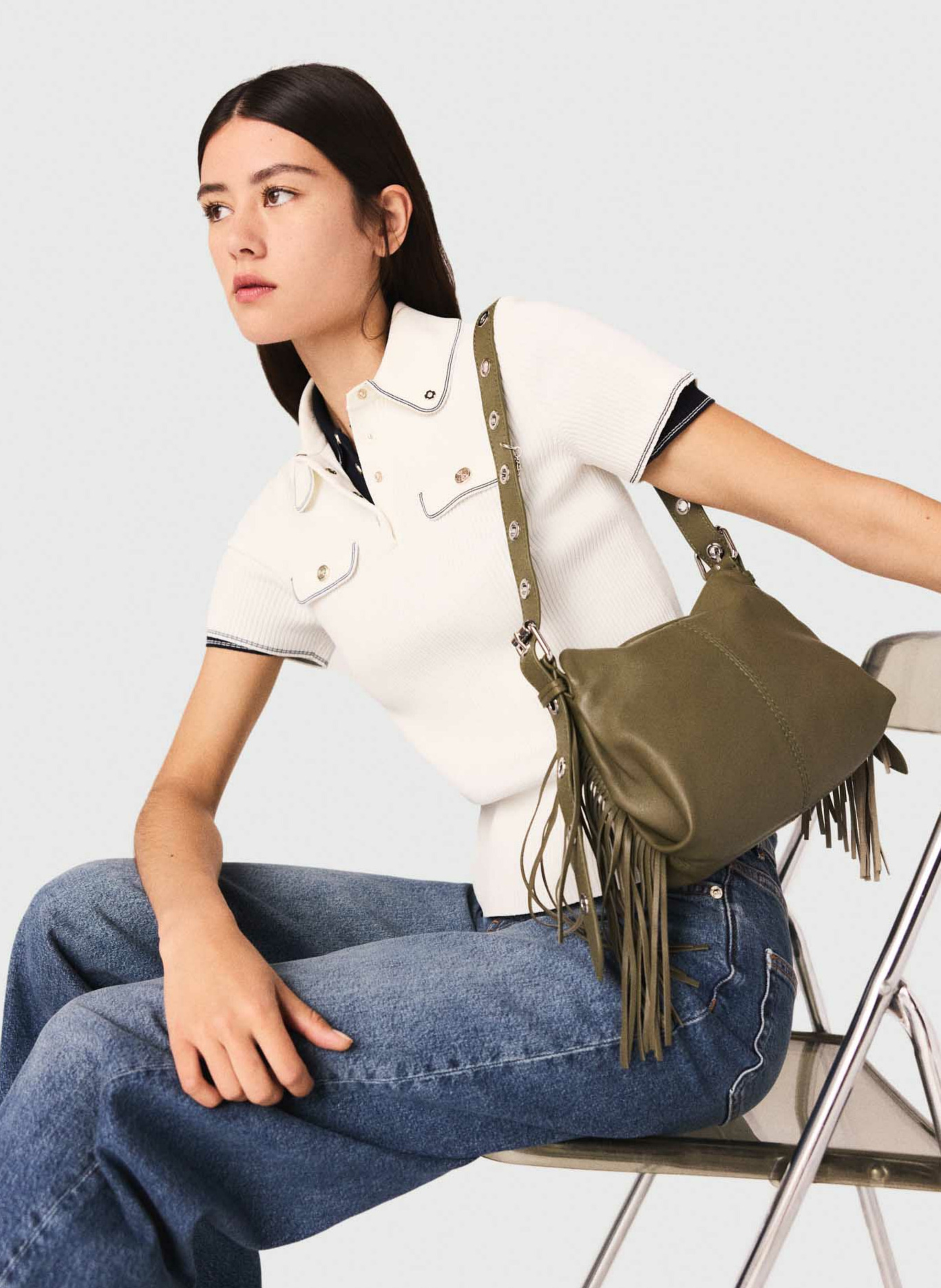 Sjaal van fantasietricot - Aly MAJE Beige