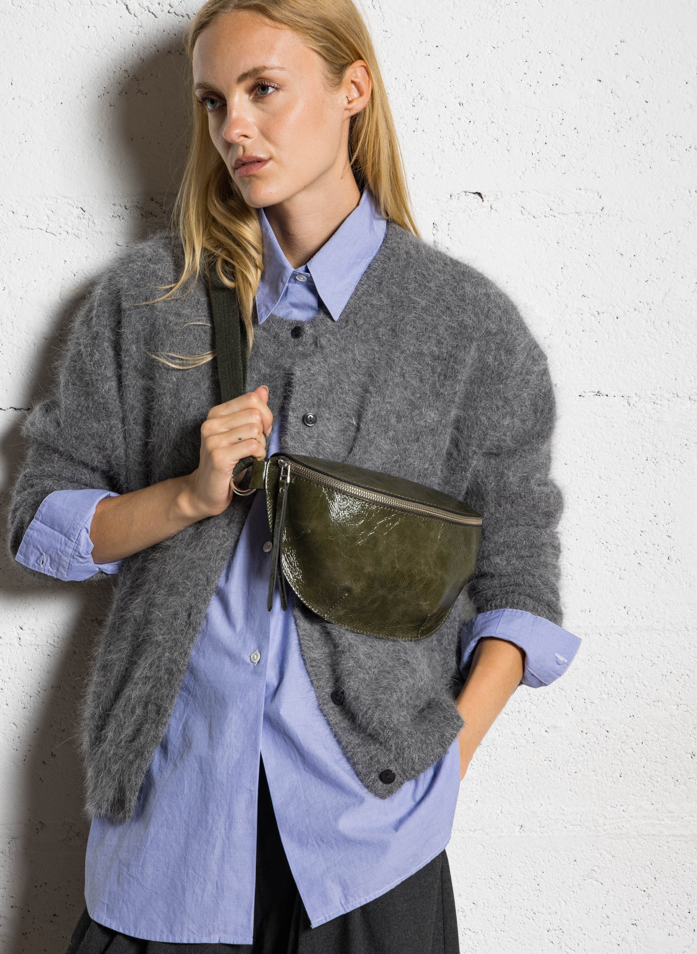 Heuptas van glanzend en geplooid leer BELLEROSE Groen