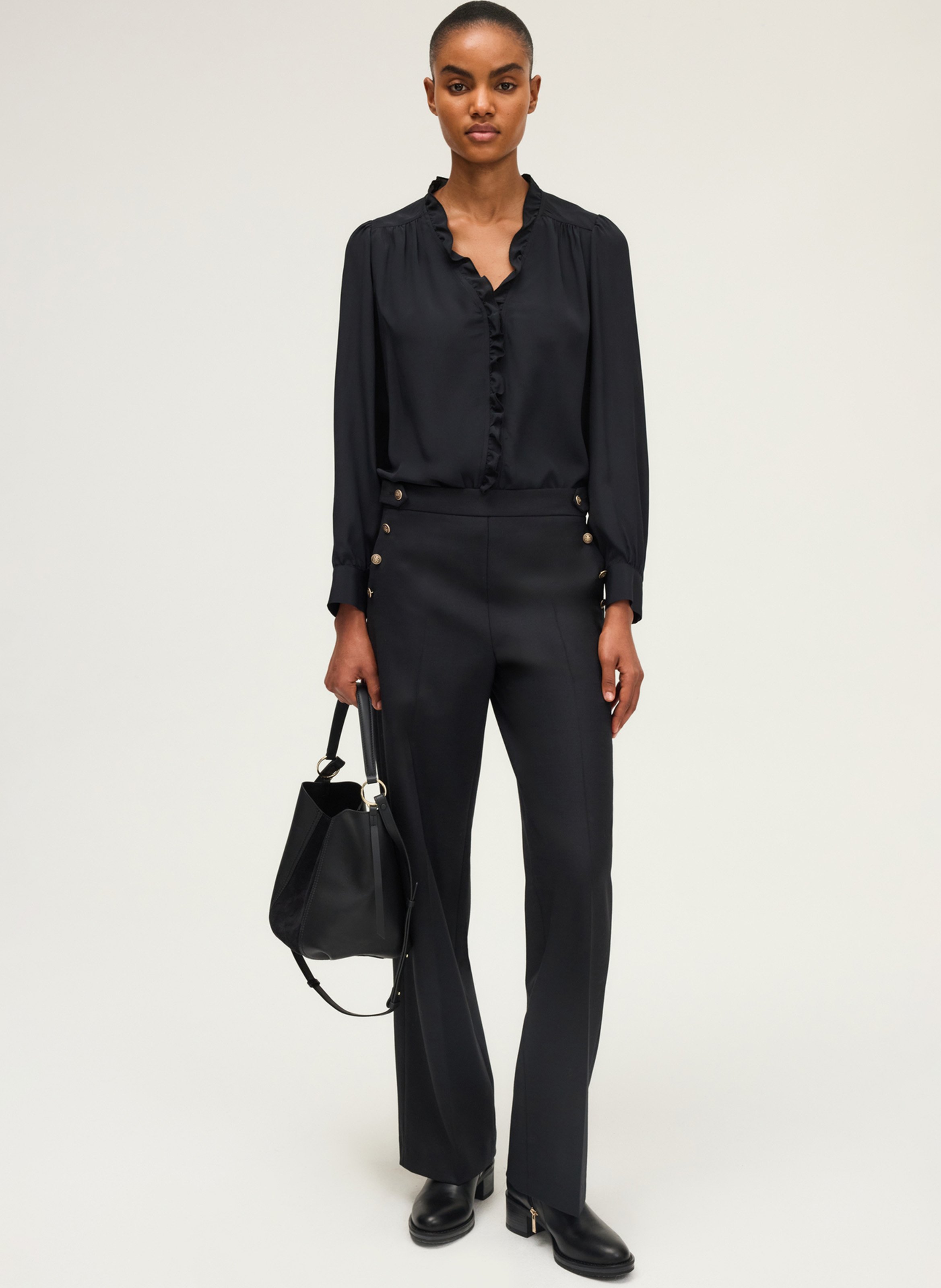 V-neck blouse PABLO Black