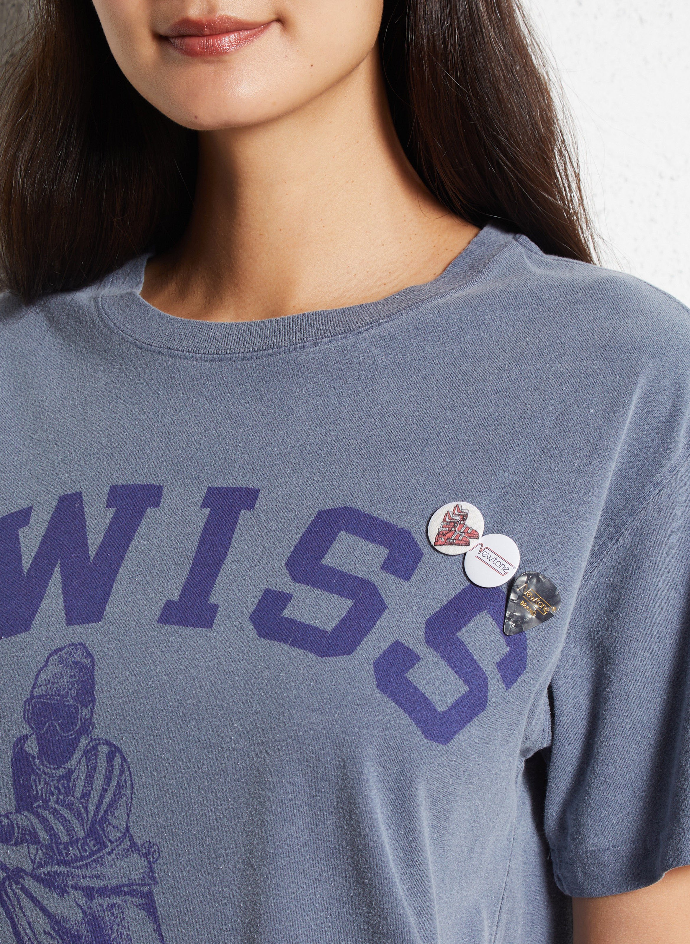 Tee-shirt droit col rond sérigraphié en coton NEWTONE Bleu