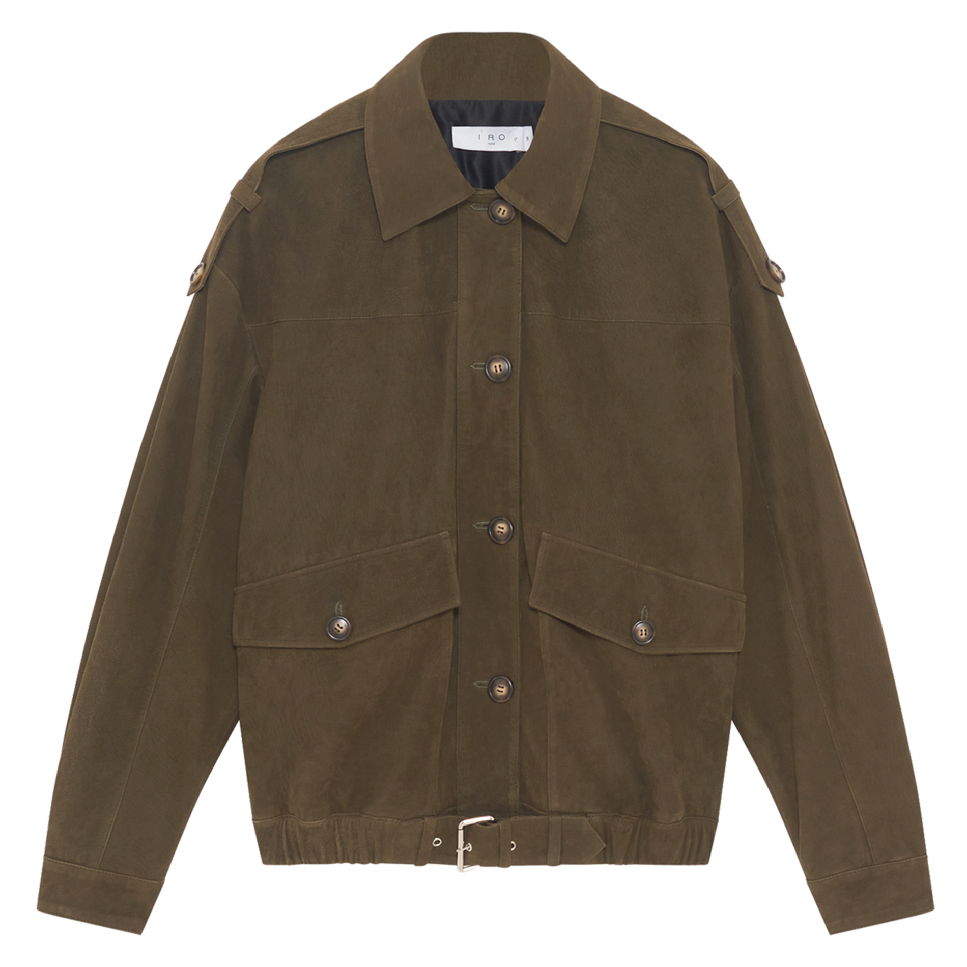 Blouson oversize col classique en cuir IRO Gris