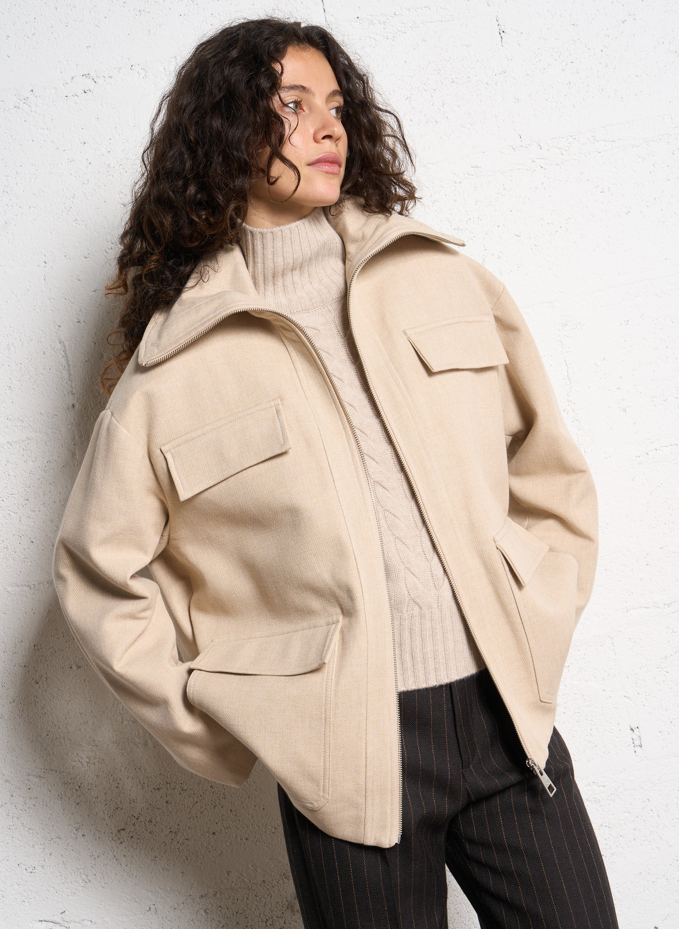 Veste oversize col montant MARGAUX LONNBERG Beige