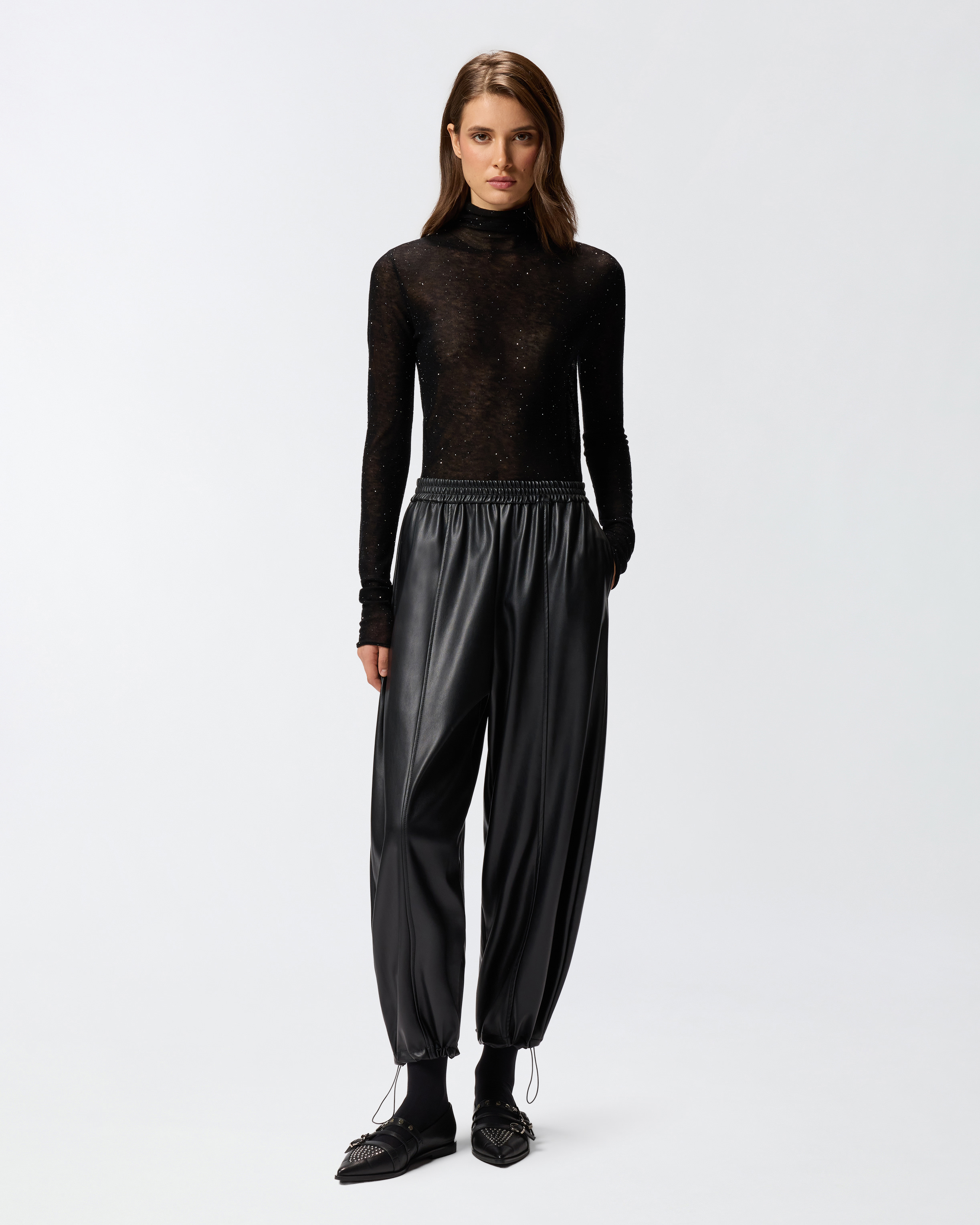 Balloon faux leather pants PINKO Black