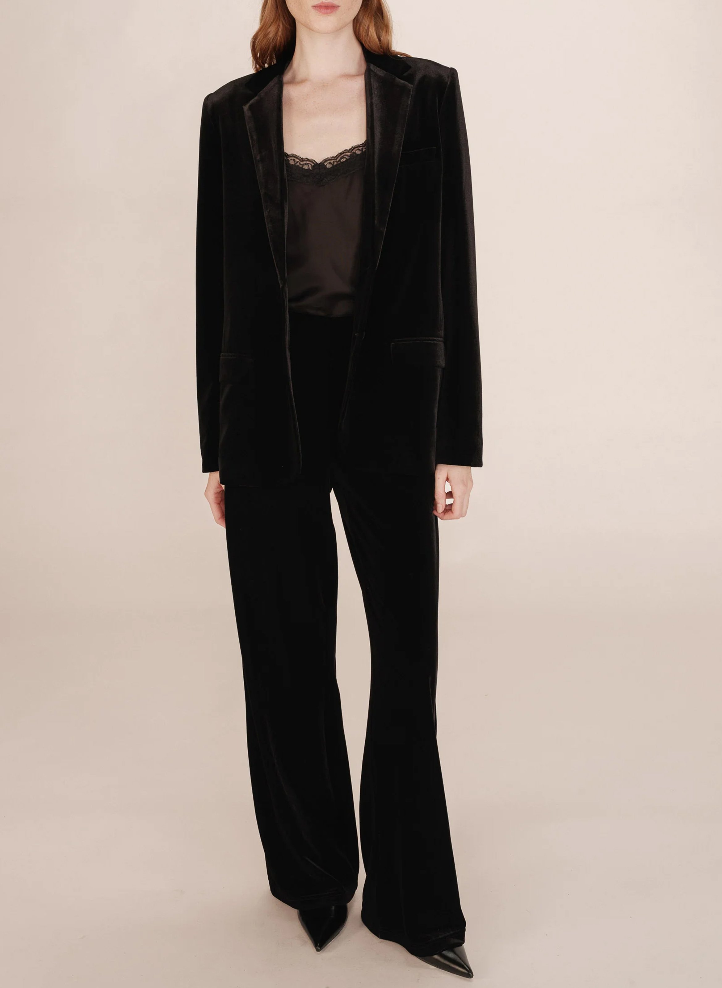 Velvet single-breasted blazer GRACE ET MILA Black