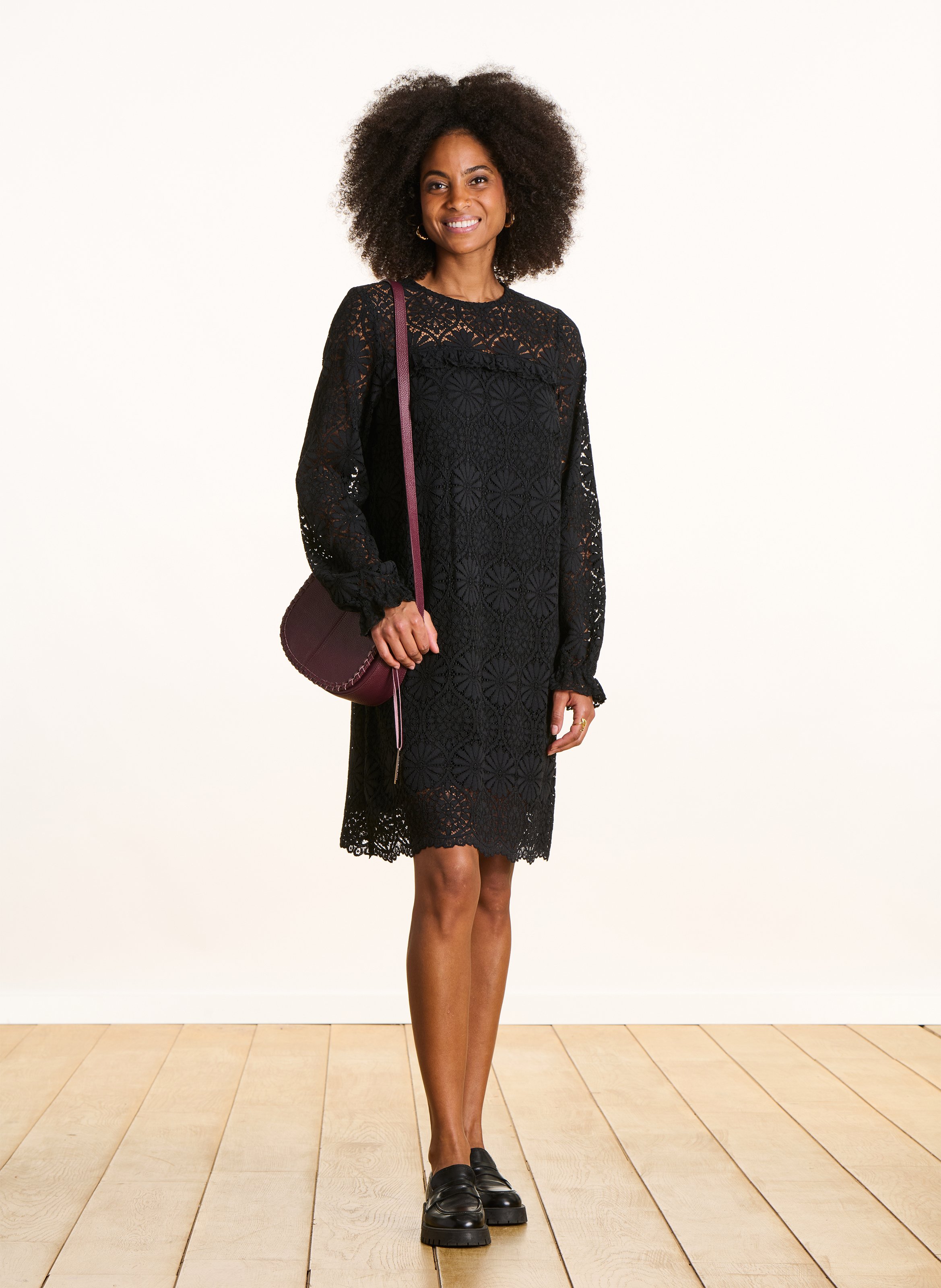 Kurzkleid aus Baumwoll-Mix mit Rundhalsausschnitt LA FEE MARABOUTEE Schwarz