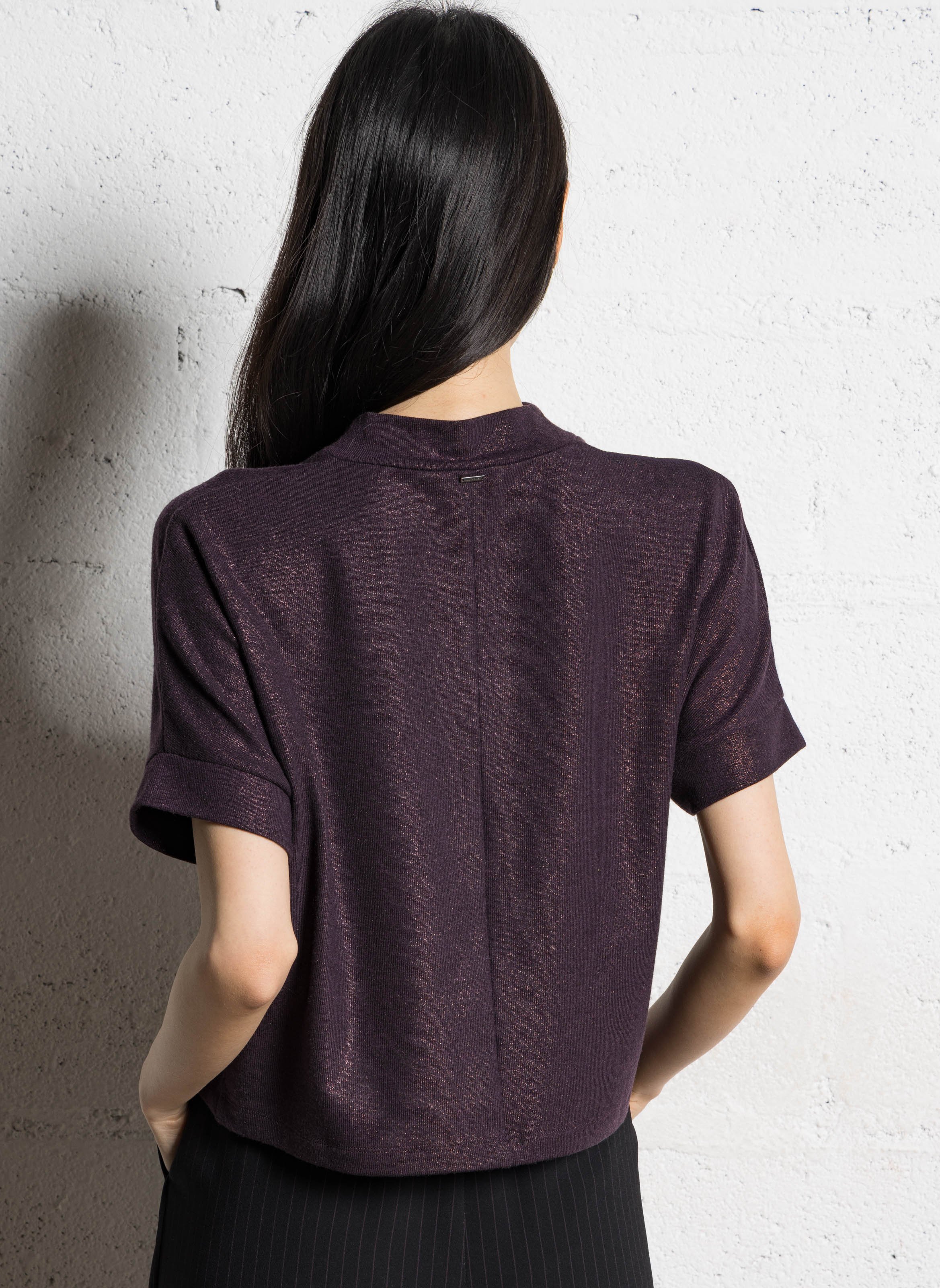 Oversized high neck knit top IKKS Purple