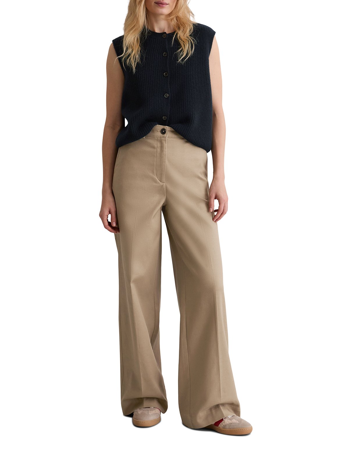 Round-neck mixed-knit cardigan MARC O'POLO Blue