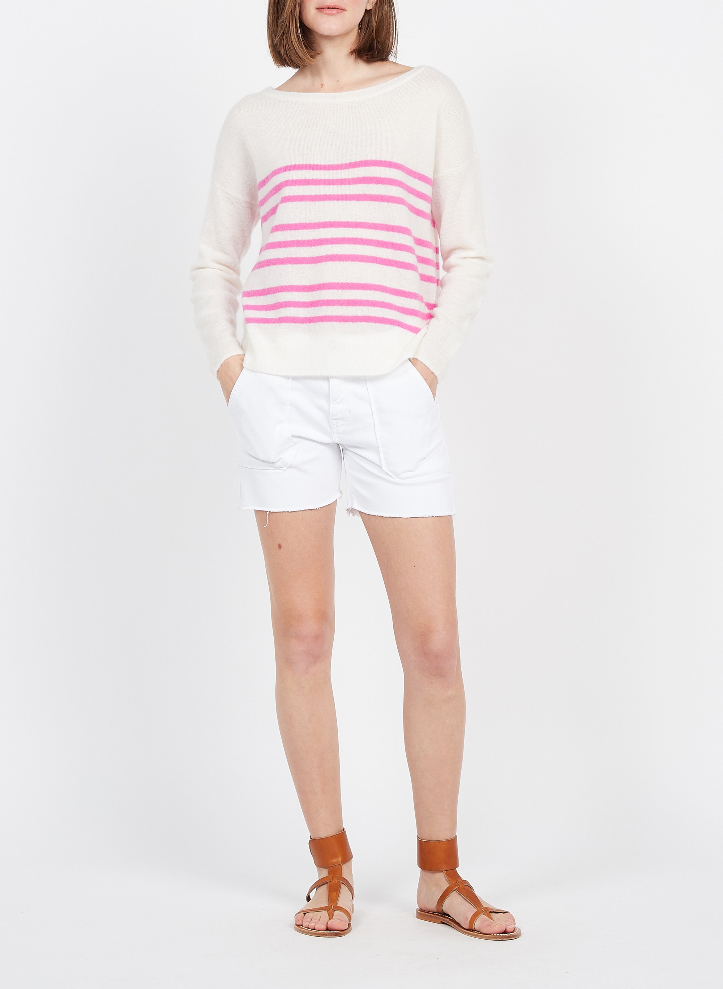 Short droit en denim stretch  ACQUAVERDE Blanc