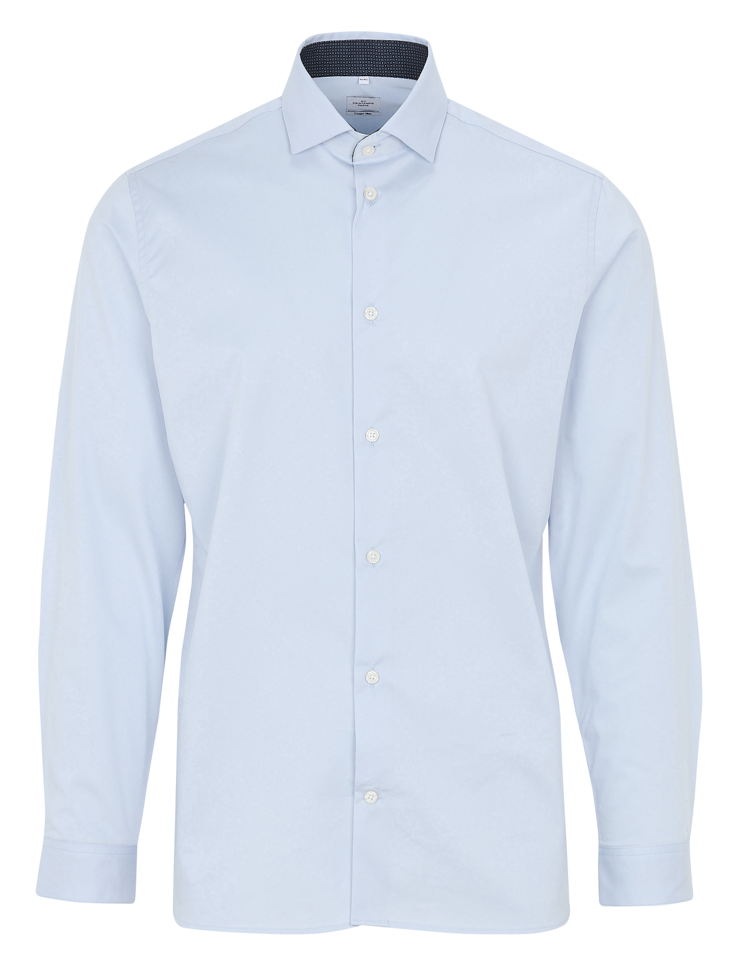 Slim-fit cotton shirt with classic collar AU PRINTEMPS PARIS Blue