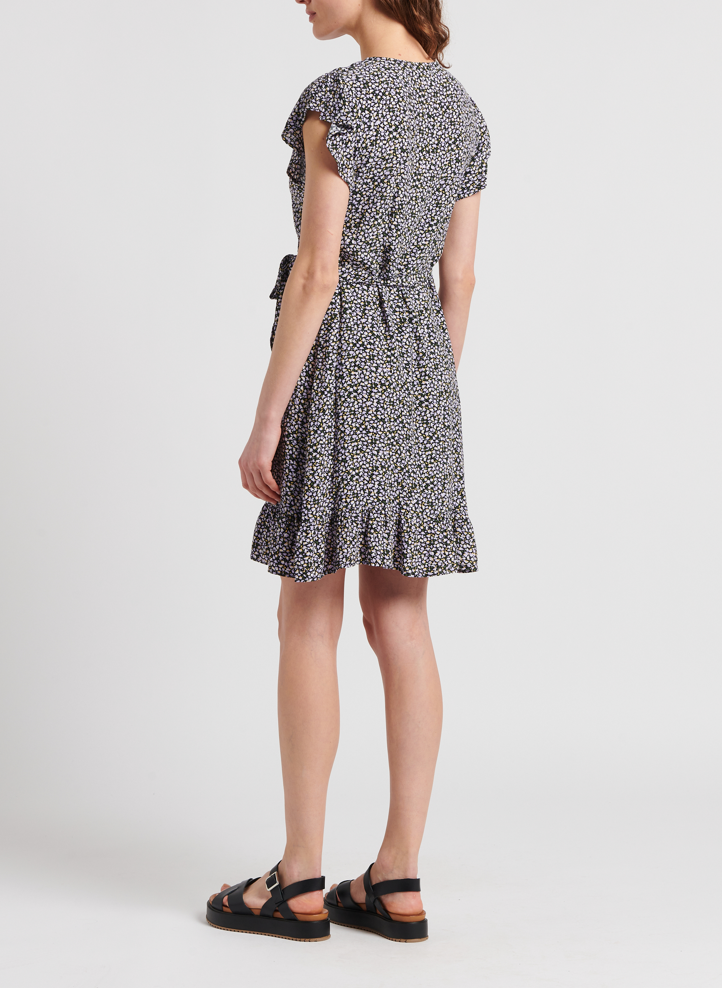 Short printed wrap dress VILA Purple