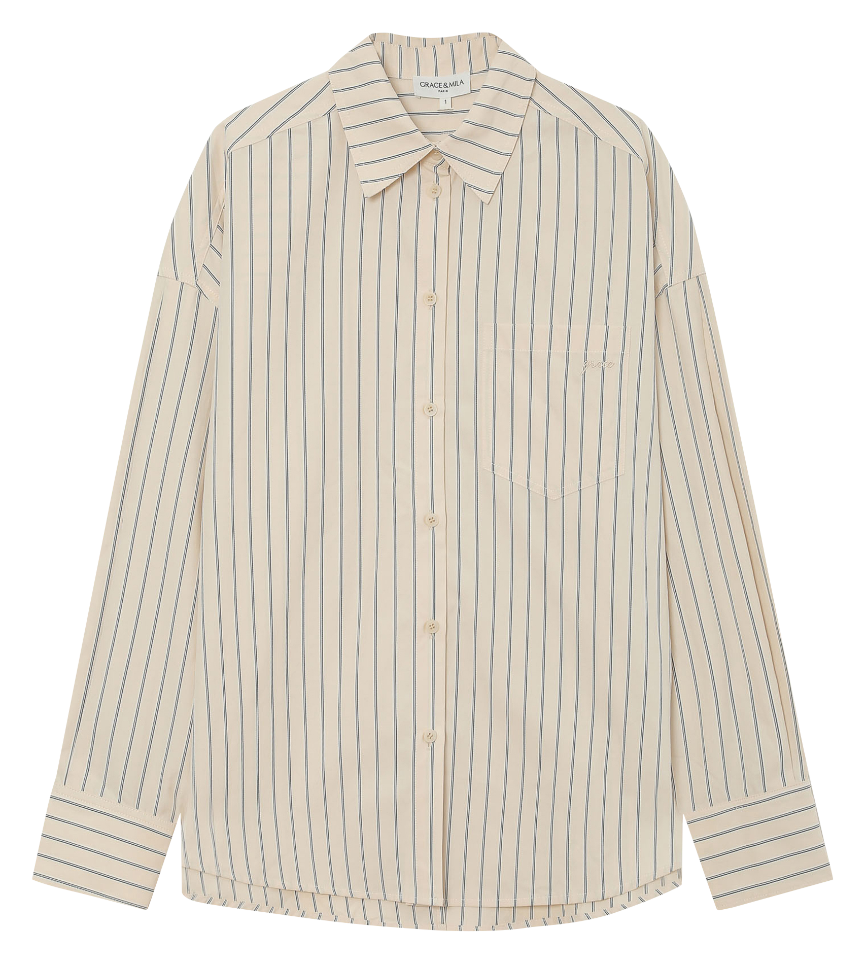 Oversize Hemd mit klassischem Kragen aus gestreifter Baumwollmischung GRACE ET MILA Gelb