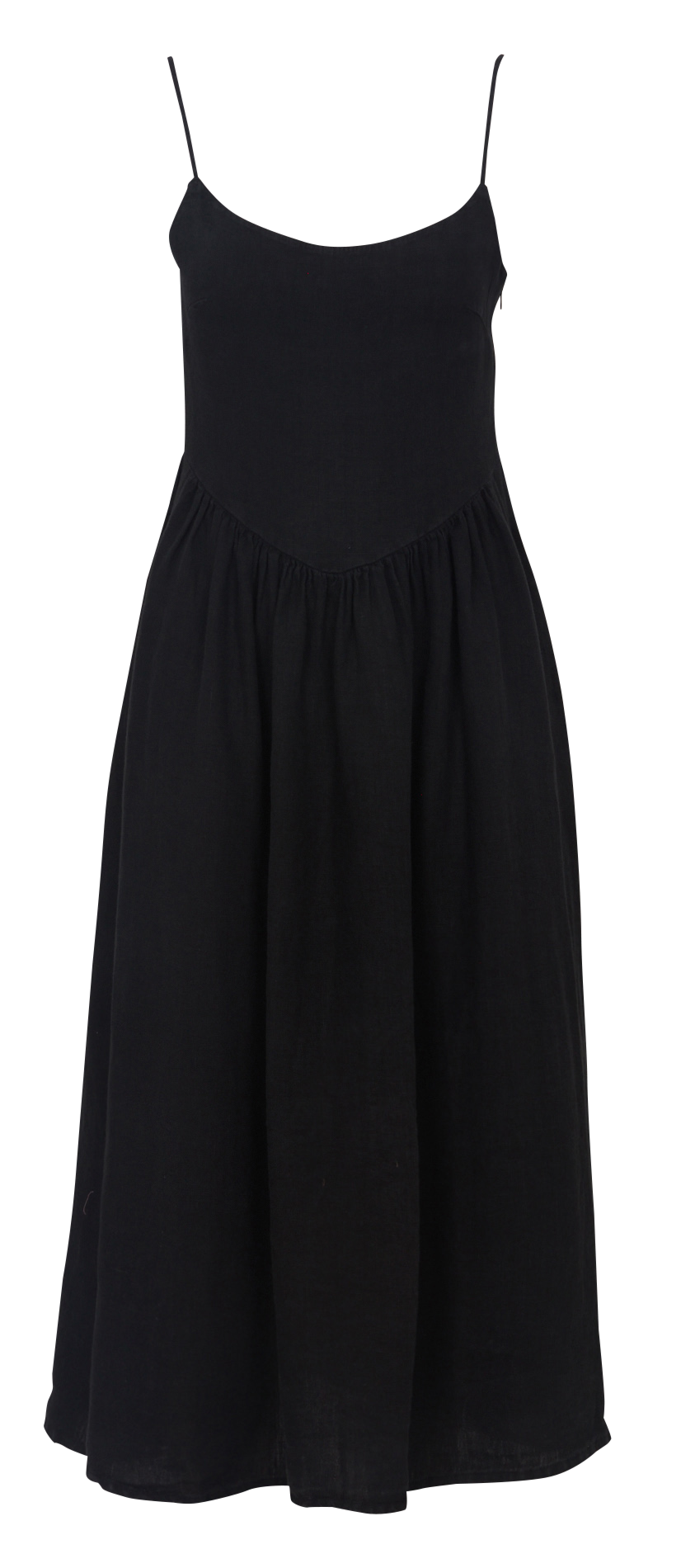 Robe longue encolure ronde en coton et lin mélangé THE NEW SOCIETY Black