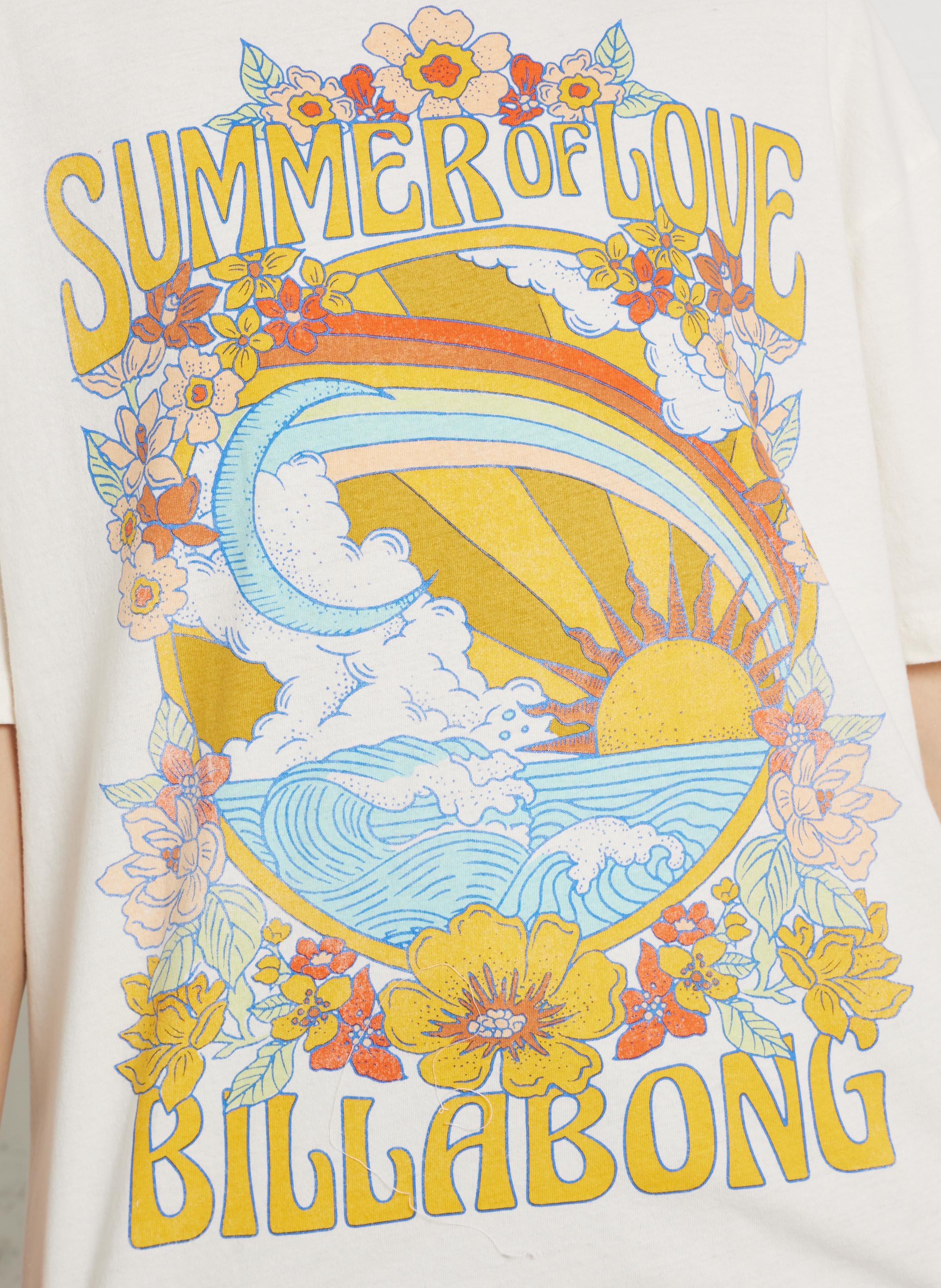 Tee-shirt ample col rond imprimé en coton BILLABONG Blanc