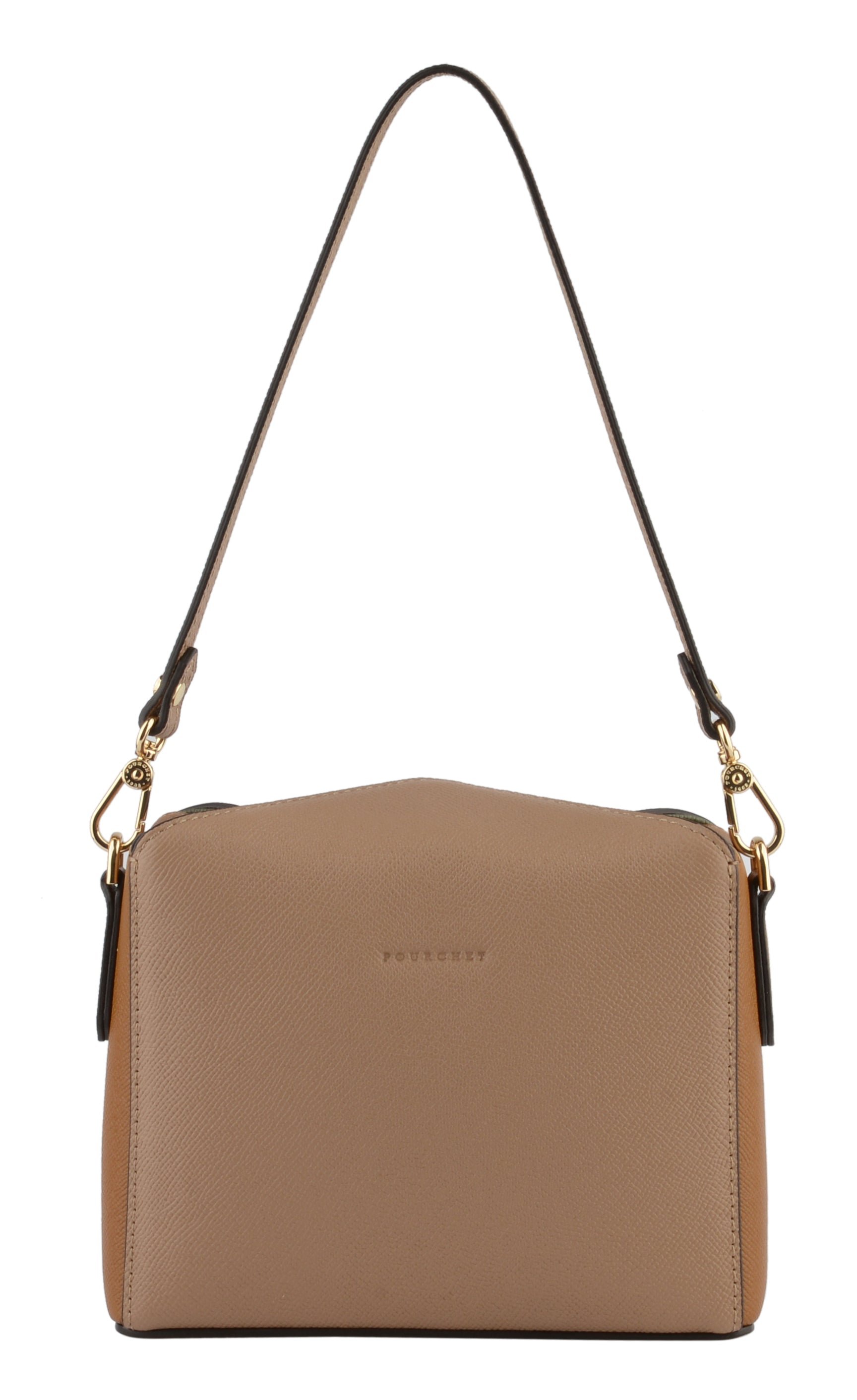 Calfskin leather shoulder bag POURCHET Grey