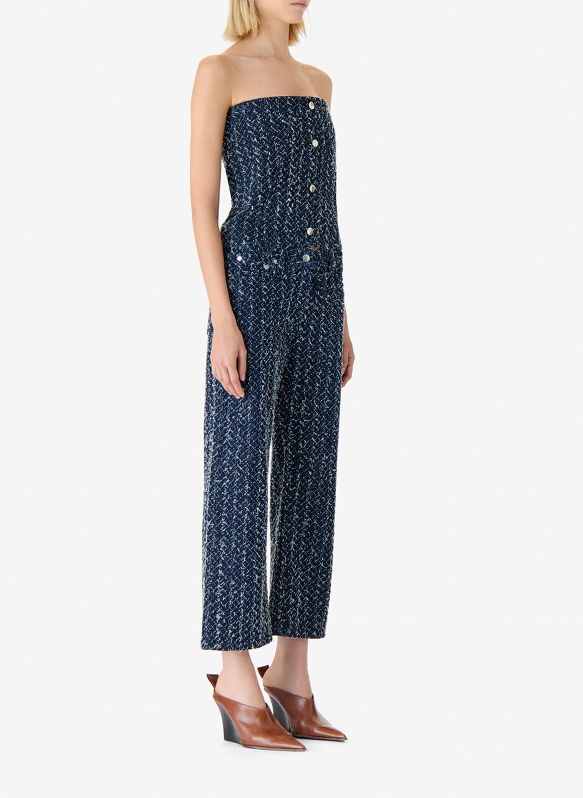 Bustier court boutonné en tweed IRO Bleu