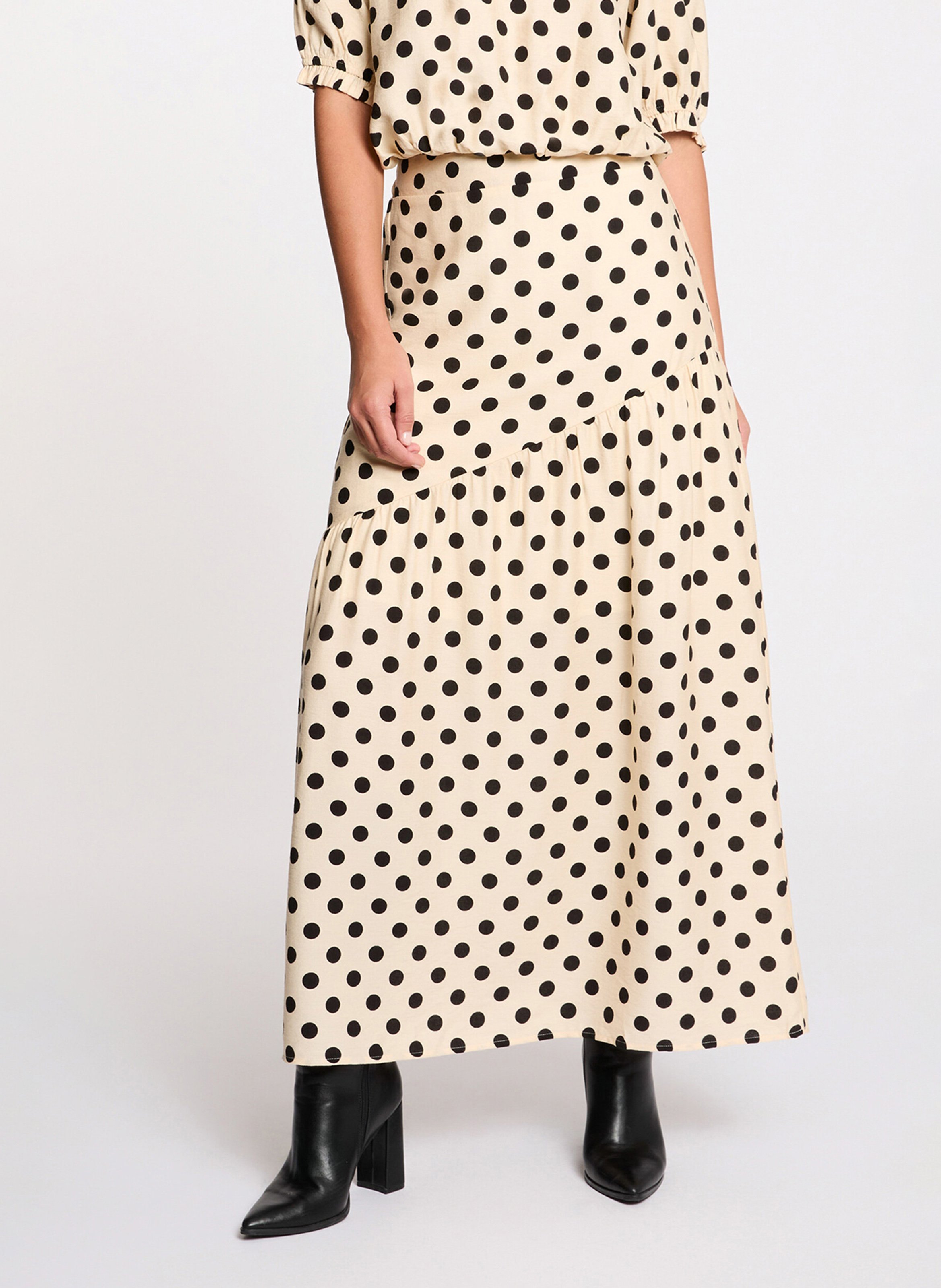 Jupe midi à pois MORGAN Multicolore