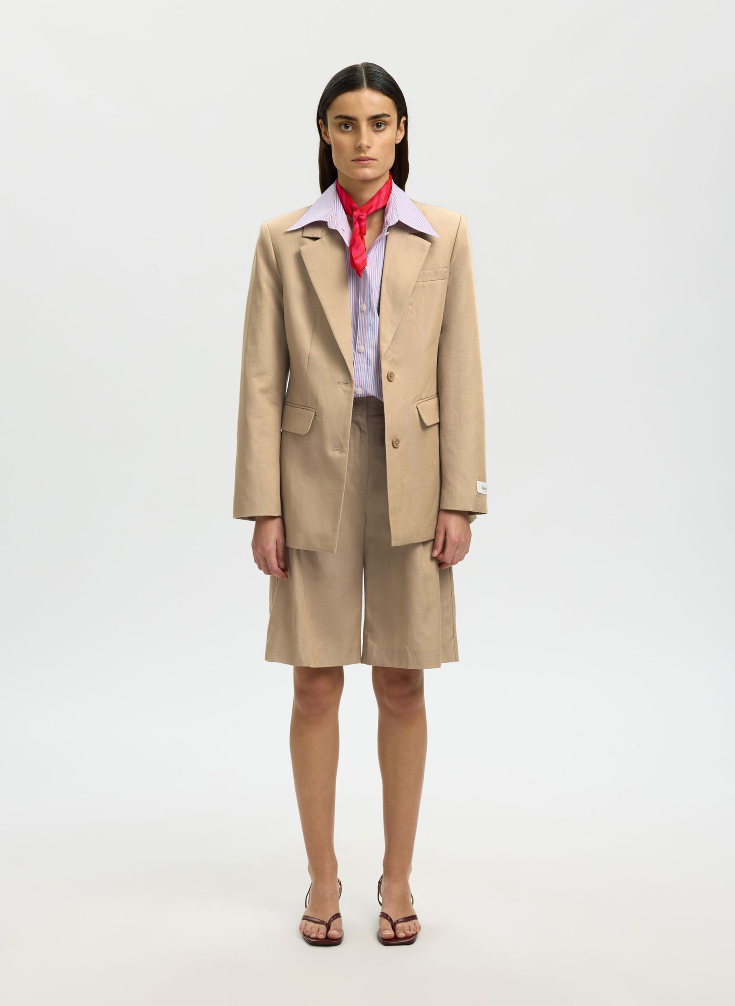 Bermuda taille haute à pinces SELECTED Gris