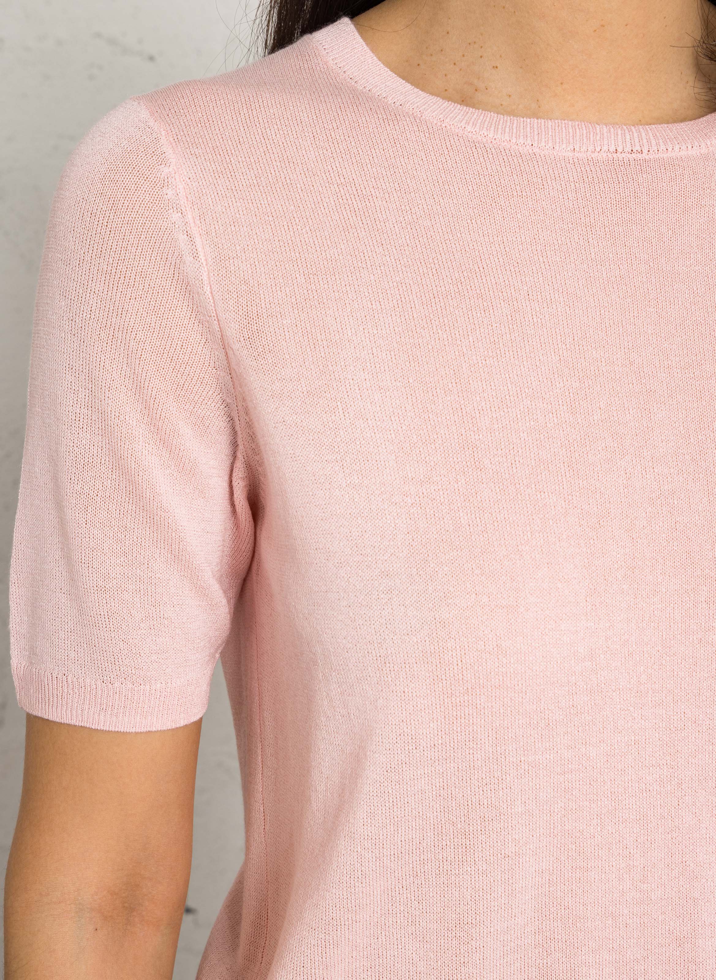 Trui met korte mouwen van effen fijne gebreide stof MAISON 123 Roze