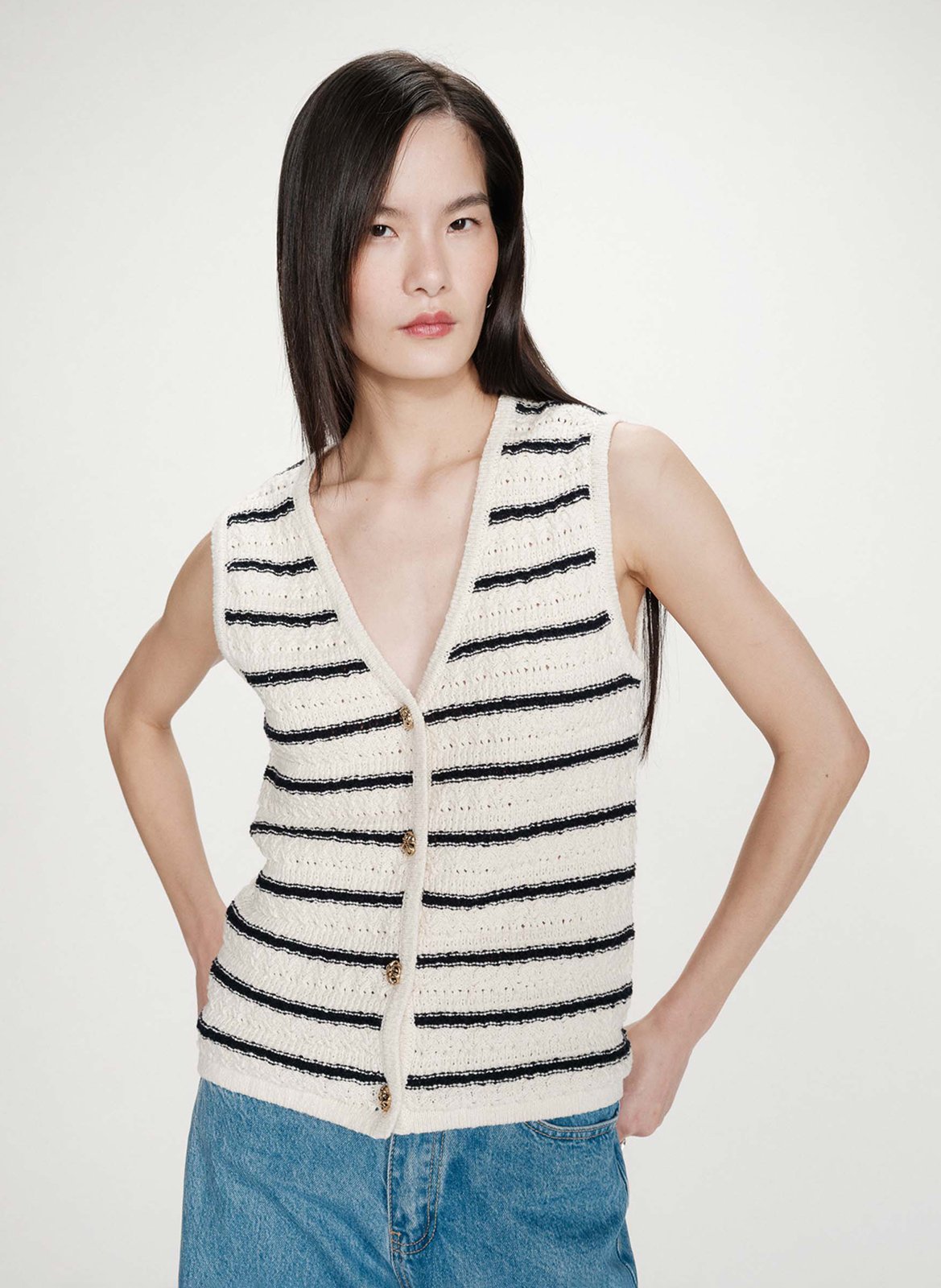 Top col v  GRACE ET MILA Blanc