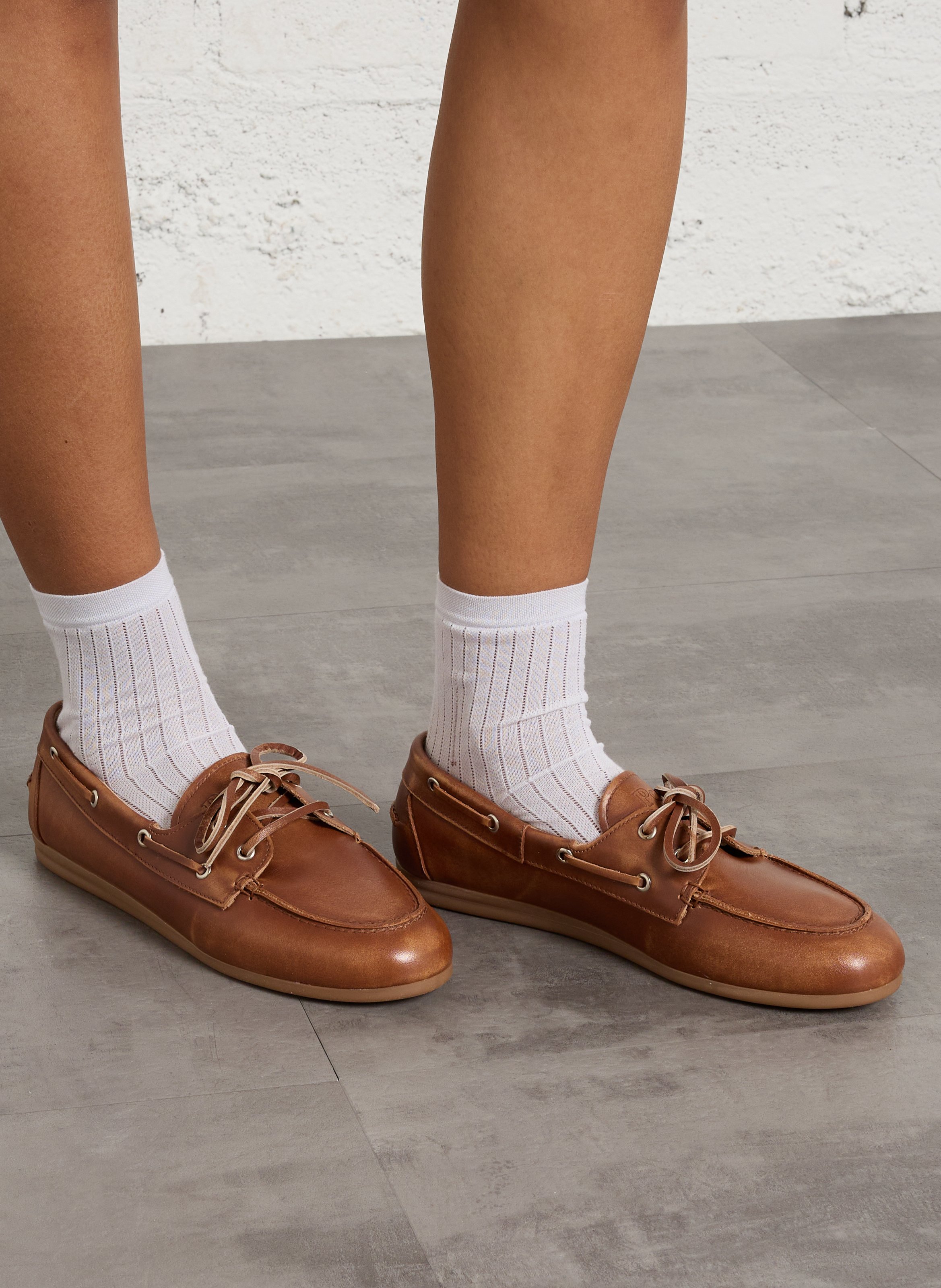 Chaussures bateau en cuir POSA Marron