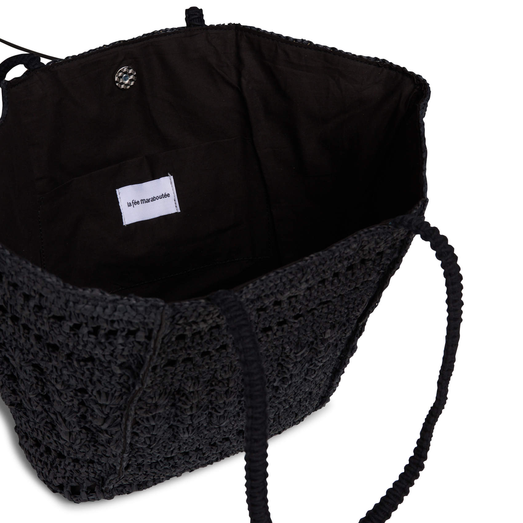 Sac cabas en raphia LA FEE MARABOUTEE Noir