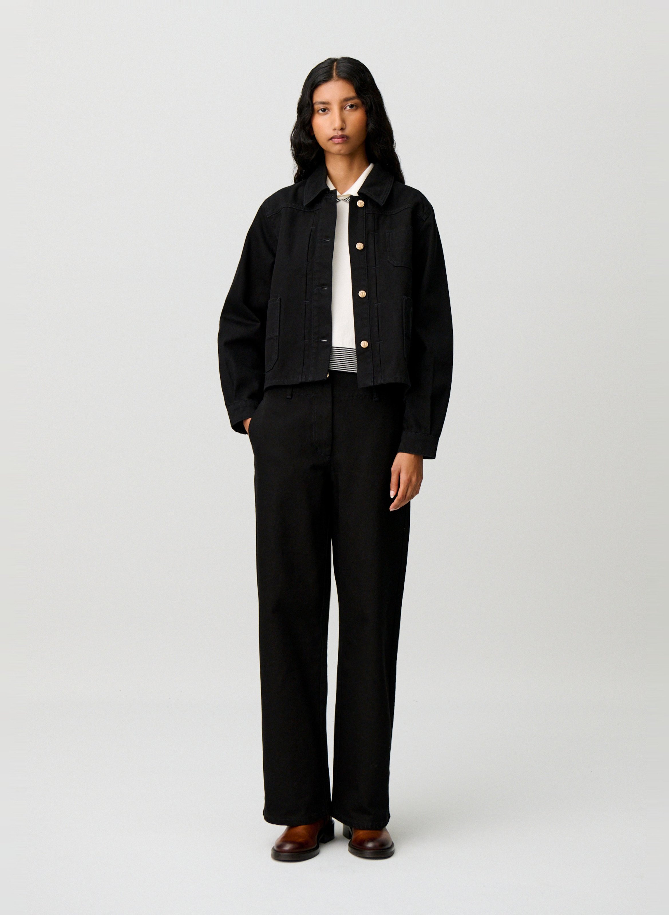 Oversized katoenen jasje CLAUDIE PIERLOT Zwart
