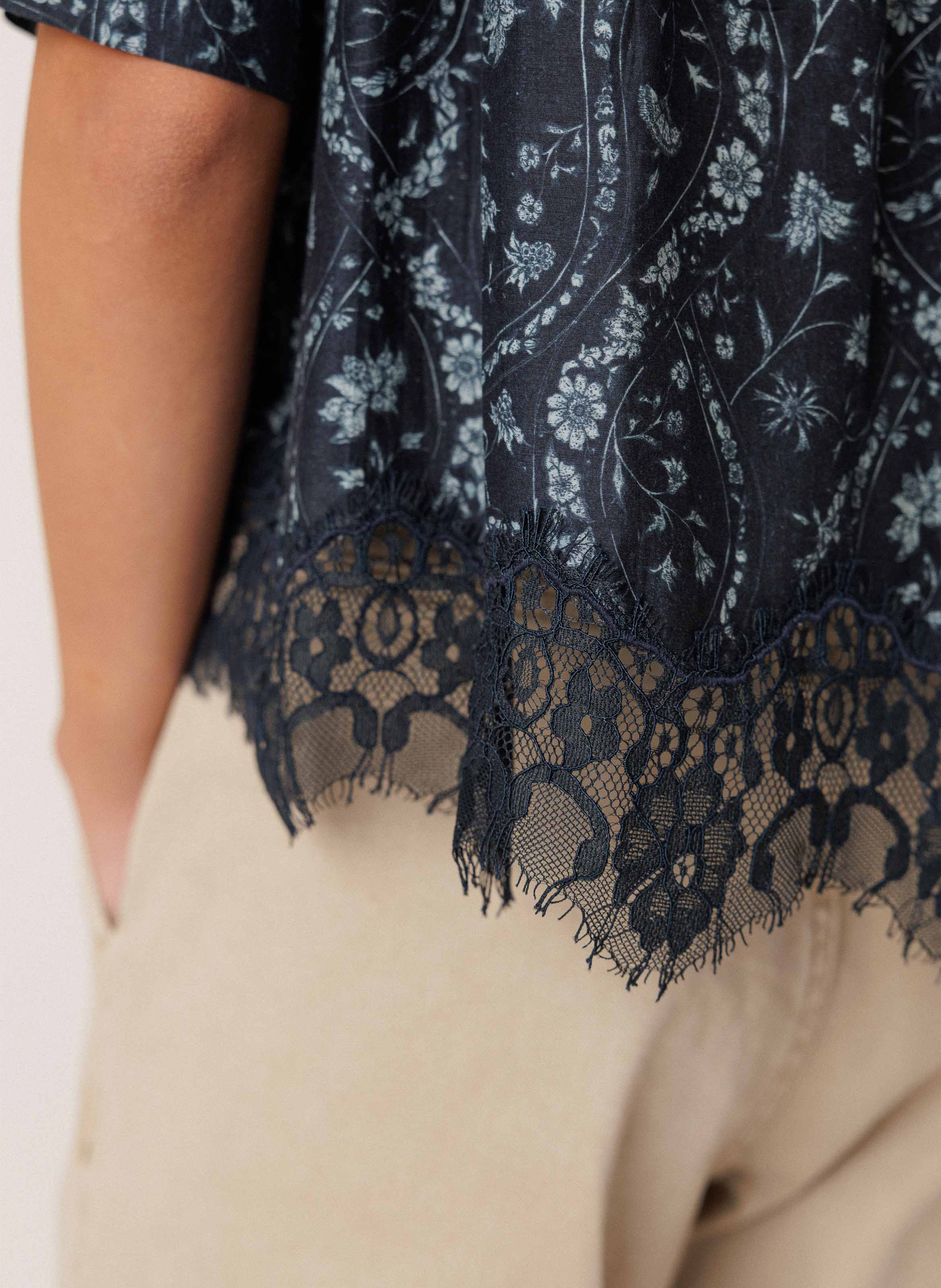 Oversized shirt in cotton and silk INDI & COLD Blue
