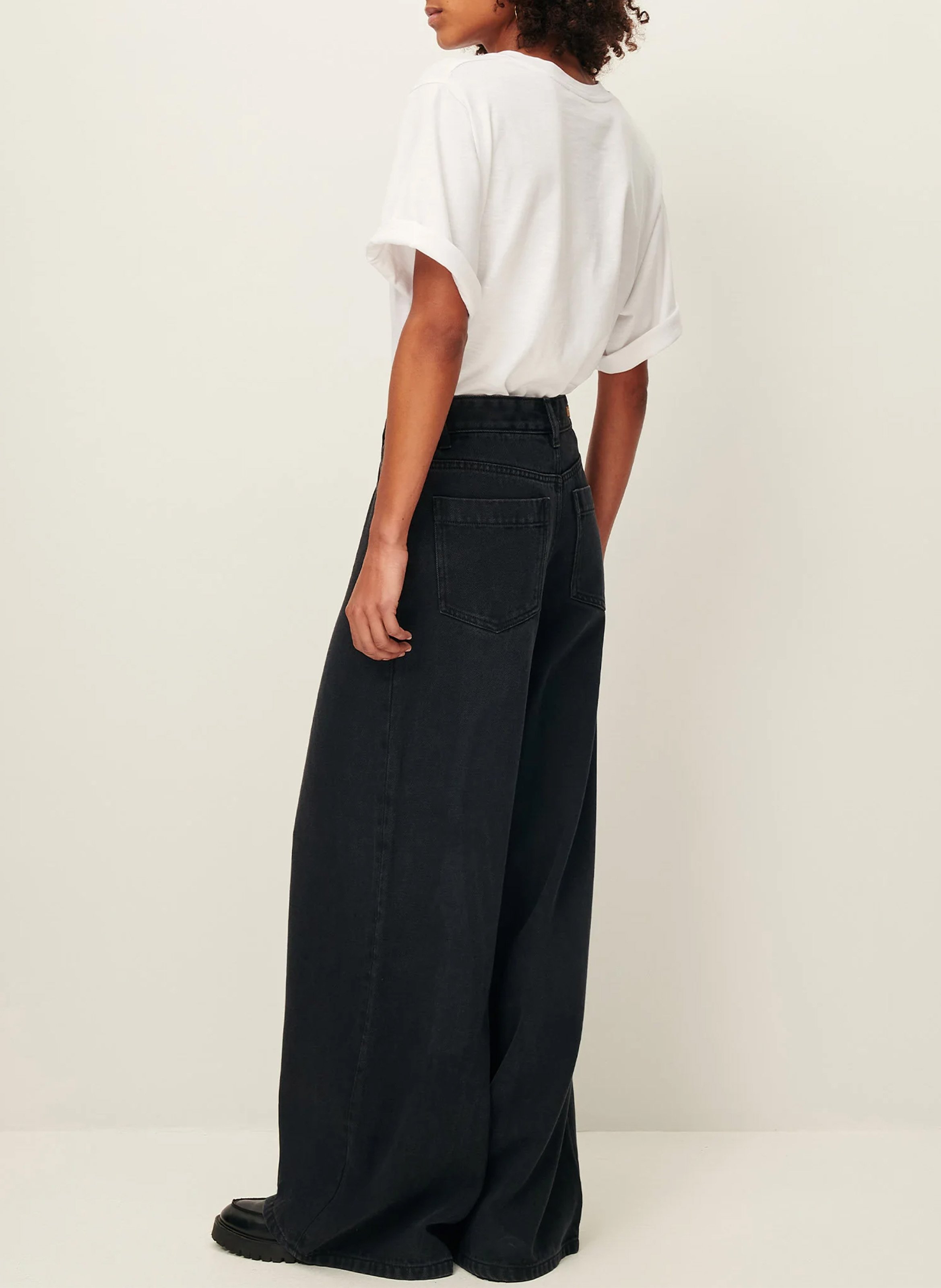 Wide-leg denim jeans SESSUN Black